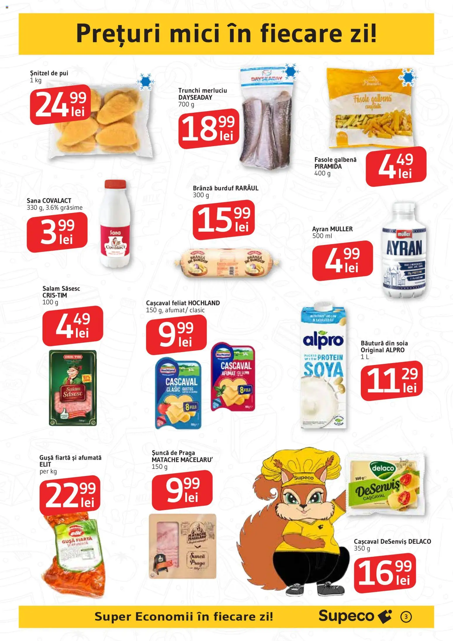 Noul catalog Supeco – valabil de la 22.01.2026 | Pagină: 3 | Produse: Light Kedi Konservesi, Hacıyatmaz Kedi Oyuncağı, Brânză, Salam