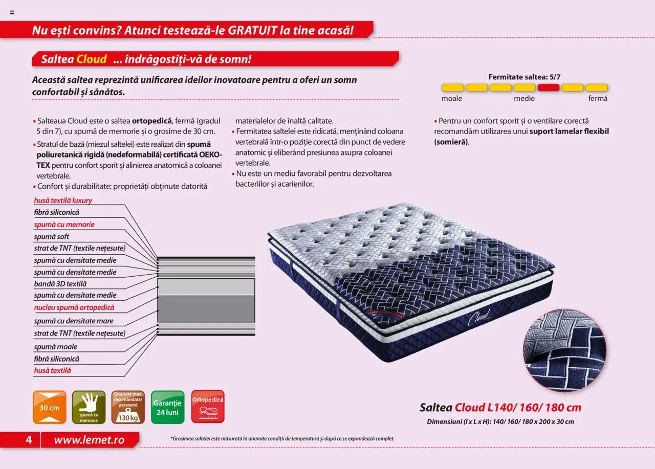 Lem’s catalog - Saltele – valabil de la 17.11.2023 | Pagină: 4 | Produse: Memorie, Saltea