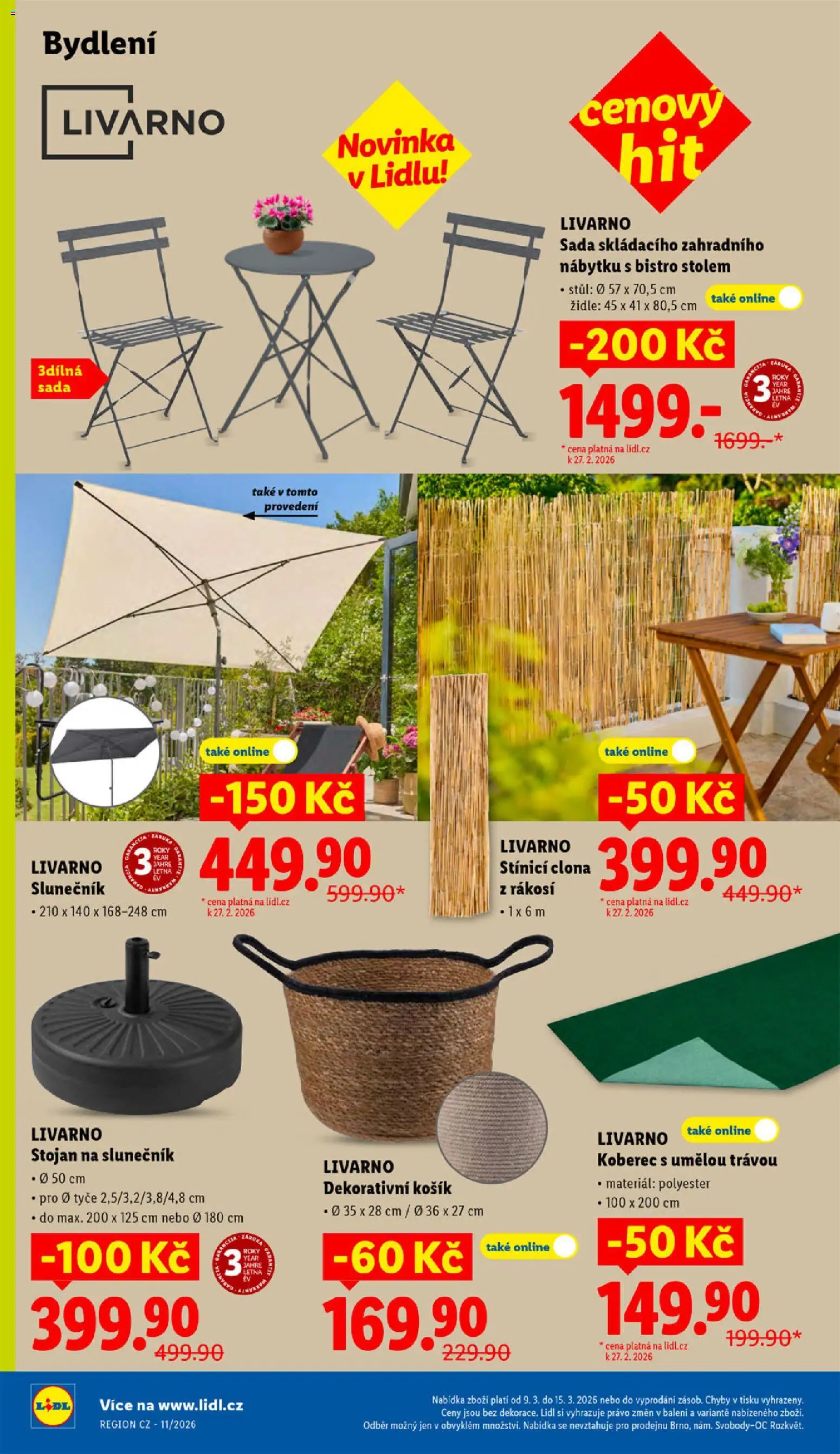 Lidl leták - Spotřební zboží od 09.03.2026 | Strana: 8 | Produkty: Stůl, Koberec, Slunečník, Stojan na slunečník