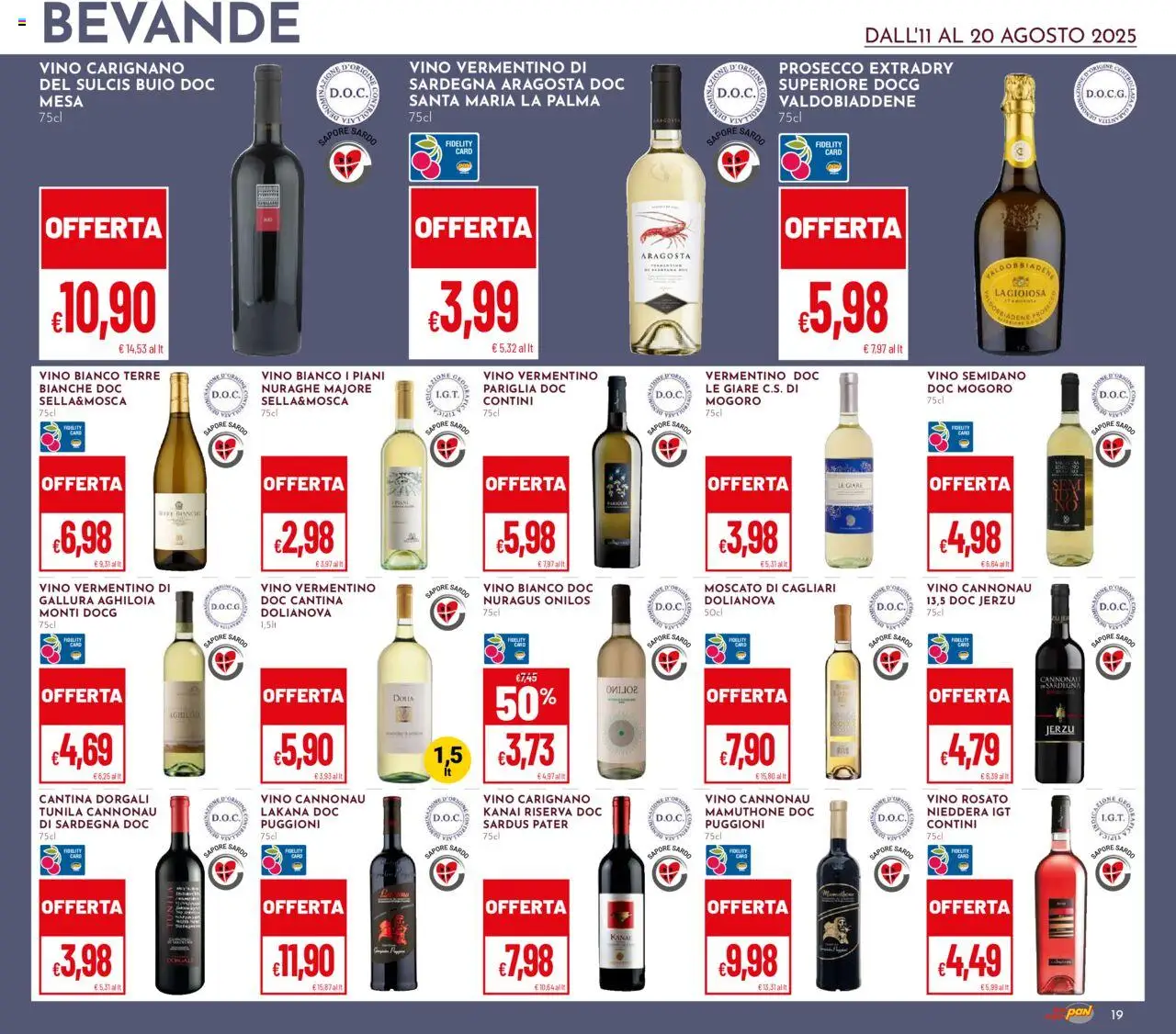 Volantino Pan del 11.08.2025 | Pagina: 19 | Prodotti: Prosecco, Vino, Vino bianco