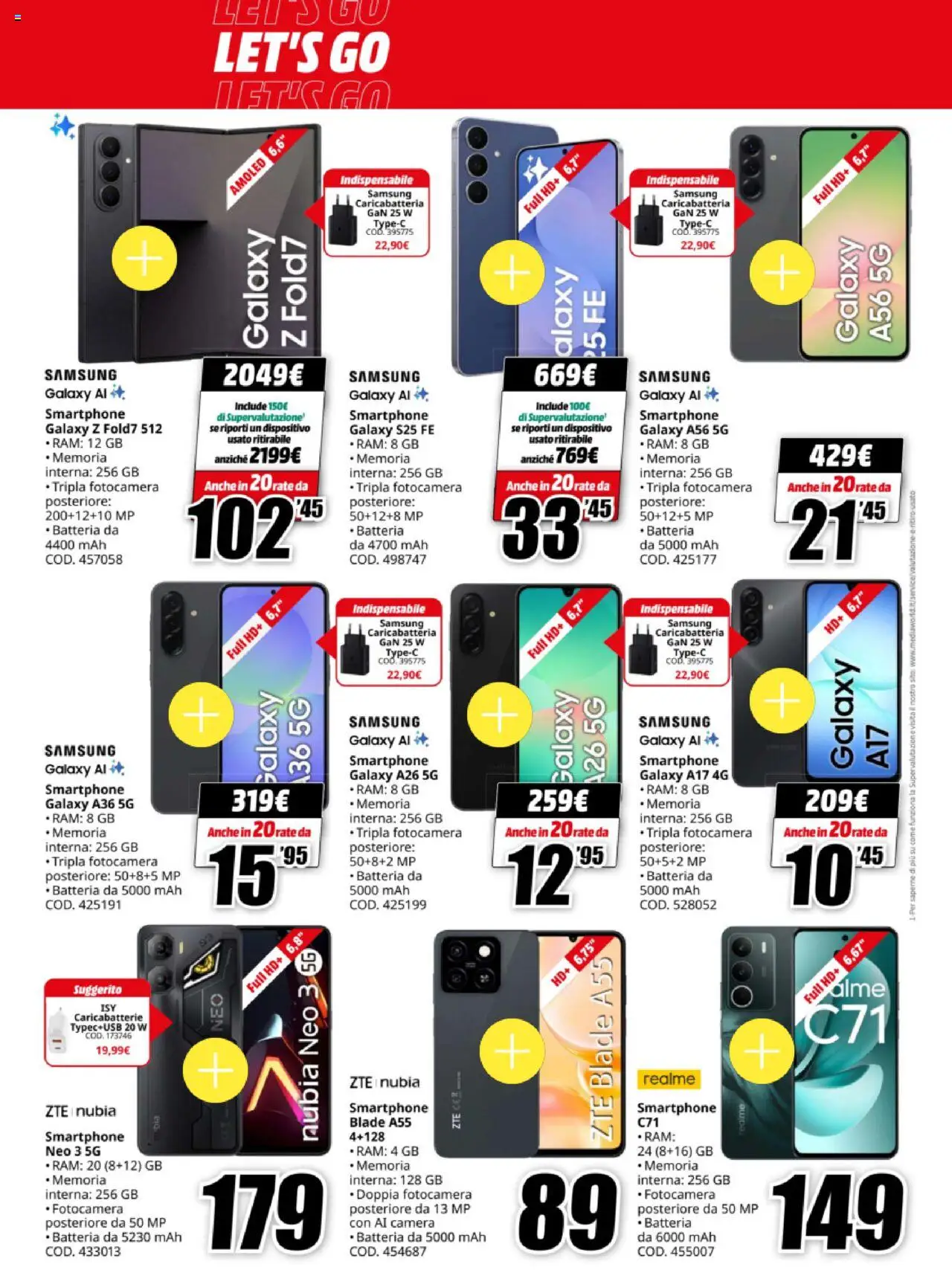 Volantino Media World del 13.10.2025 | Pagina: 2 | Prodotti: Samsung Galaxy, Fotocamera, Batteria, Caricabatterie