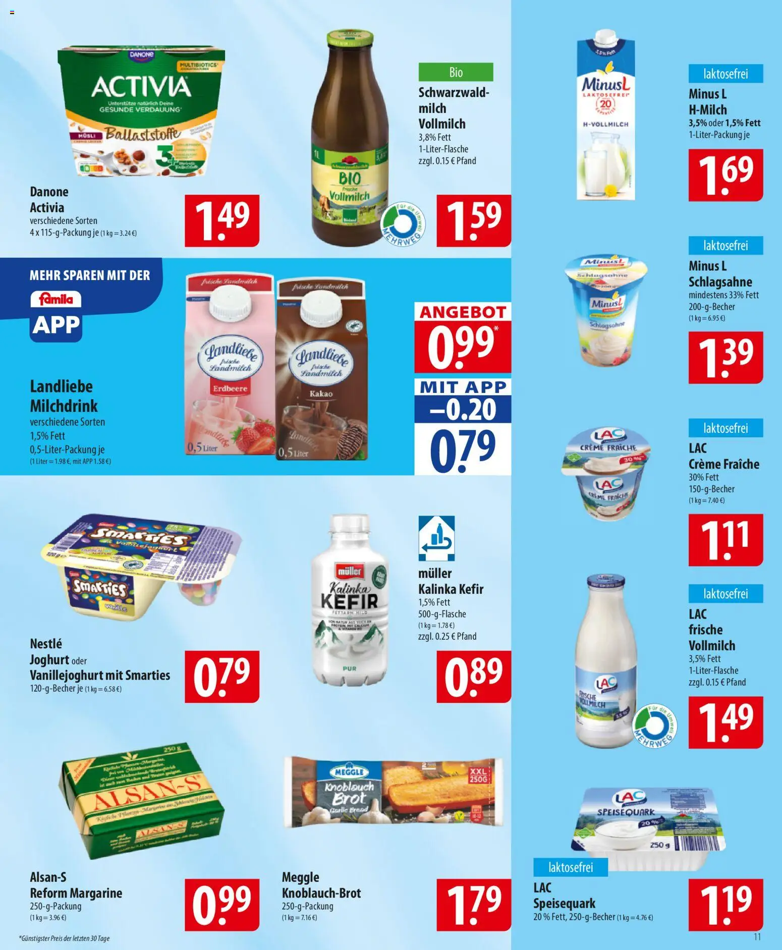 Famila Prospekt 	 – gültig ab 12.01.2026 | Seite: 11 | Produkte: Milch, Joghurt, Brot, Speisequark