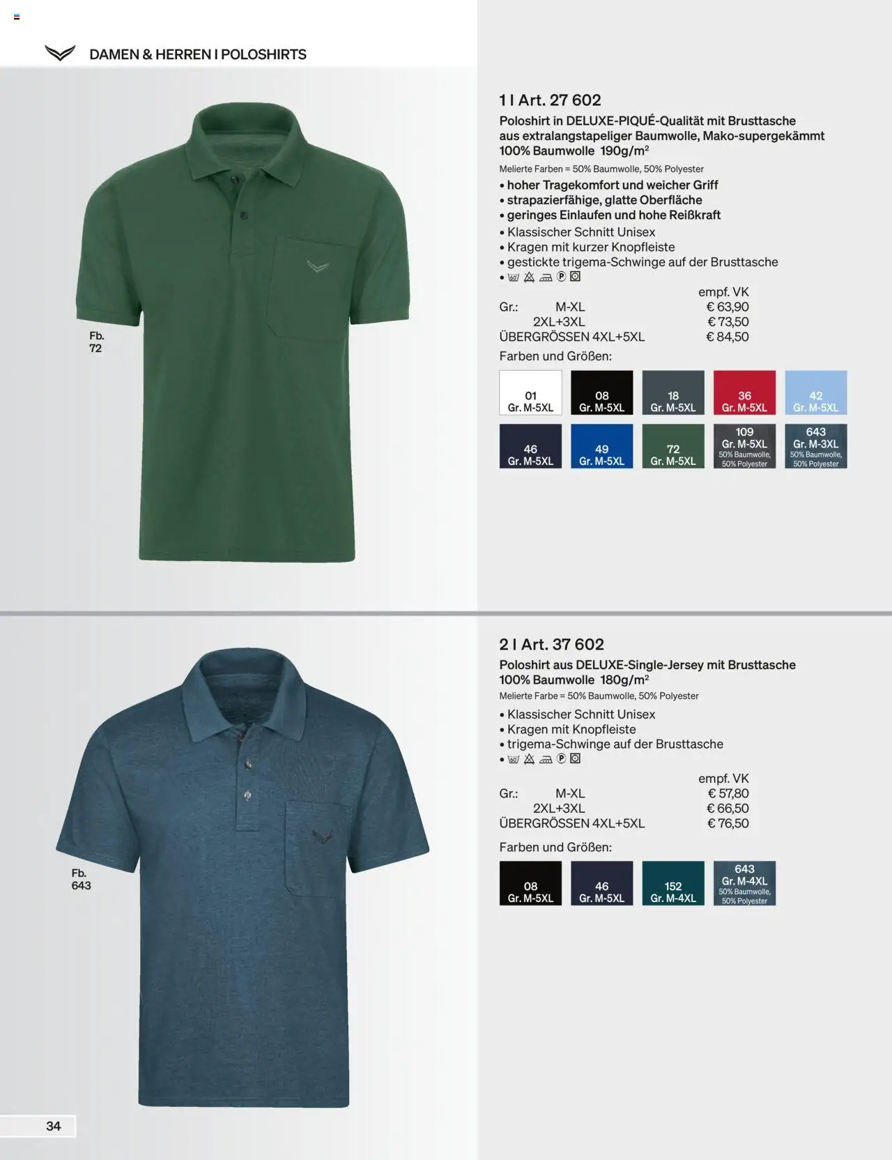 Trigema Prospekt 	 – gültig ab 01.09.2025 | Seite: 34 | Produkte: Poloshirt