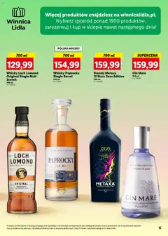 Lidl Katalog alkoholi mocnych od 05.05.2025 | Strona: 15 | Produkty: Metaxa, Metaxa 12, Gin, Whisky