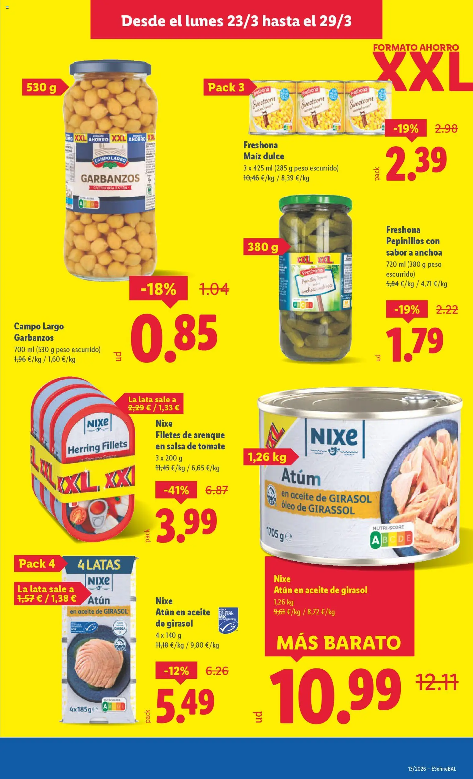 Lidl folleto │ válido desde el 23.03.2026 | Página: 13 | Productos: Salsa de tomate, Aceite de girasol, Peso, Anchoa