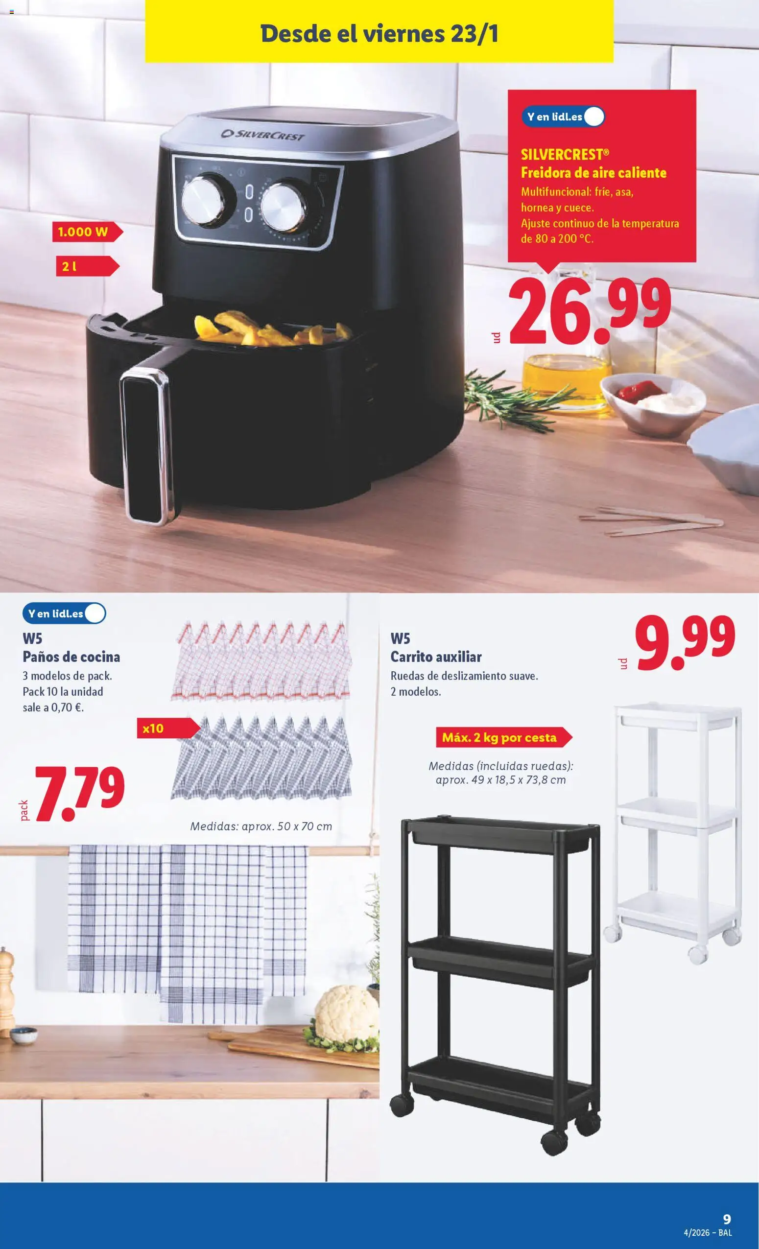 Lidl folleto de bazar │ válido desde el 19.01.2026 | Página: 23 | Productos: Cocina, Freidora, Cesta