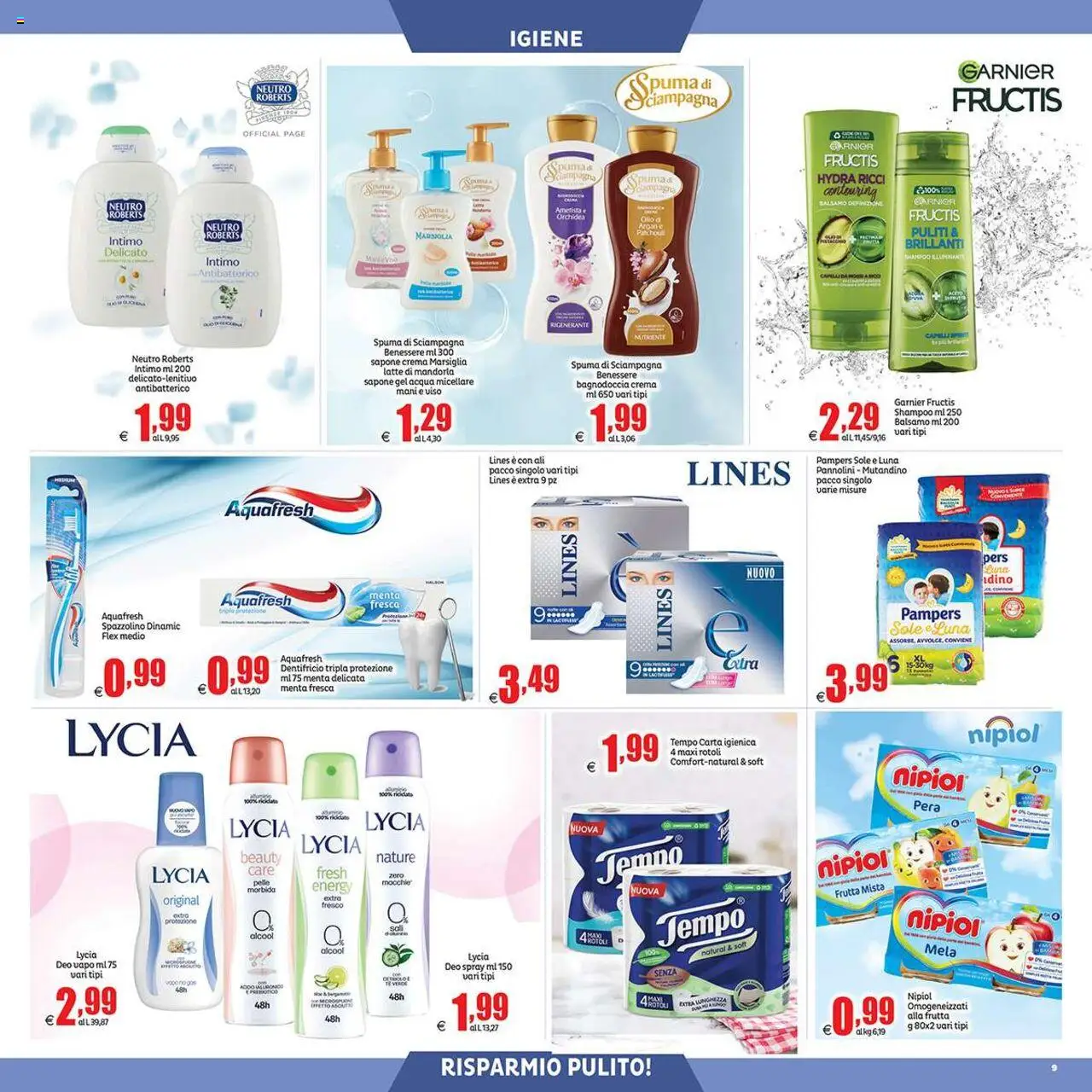 Volantino Elite Supermercati del 19.09.2025 | Pagina: 9 | Prodotti: Shampoo, Balsamo, Acqua, Frutta