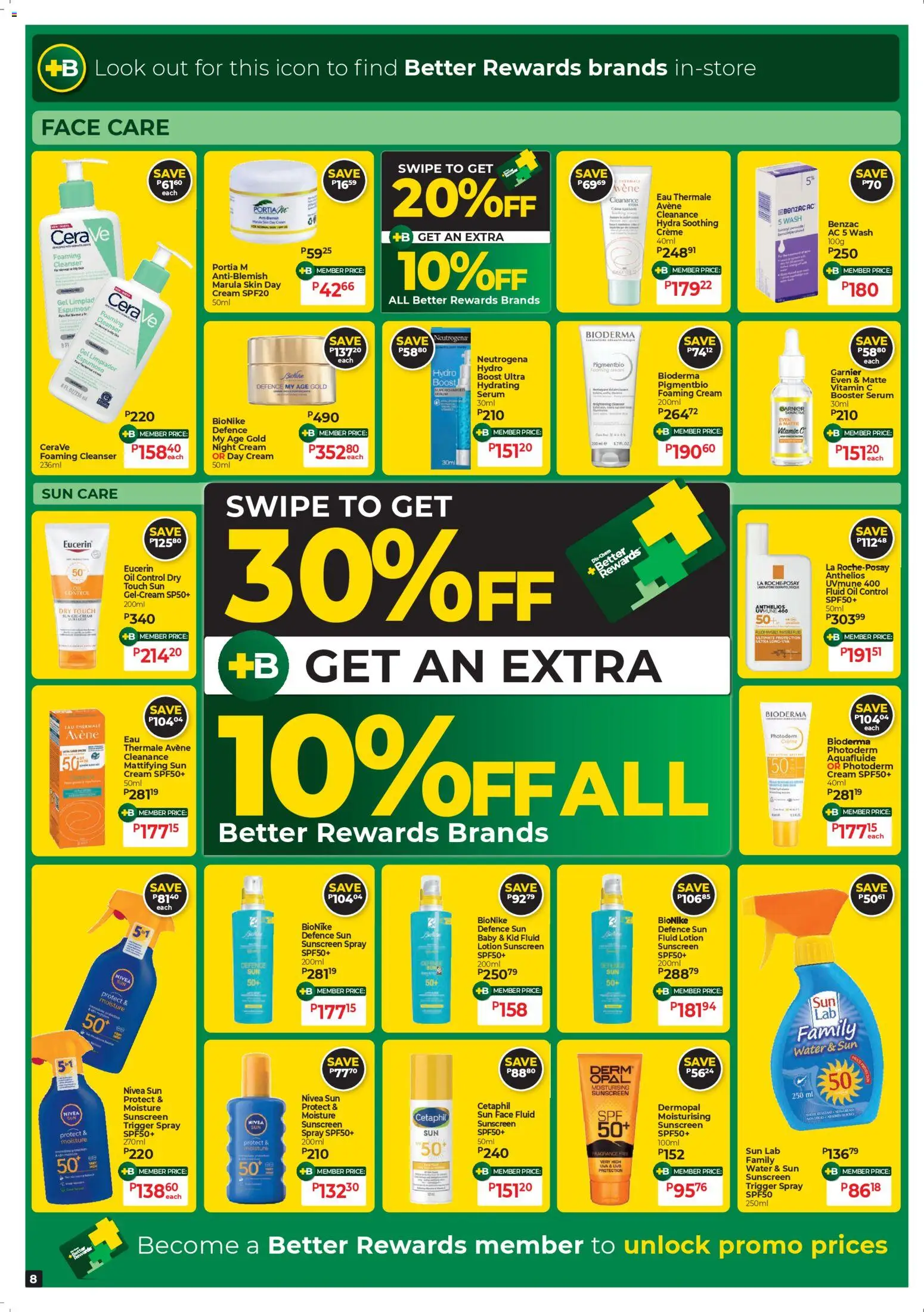 New Dis-Chem catalogue – valid from 21.10.2025 | Page: 8 | Products: Serum, Sunscreen, Night cream, Lotion