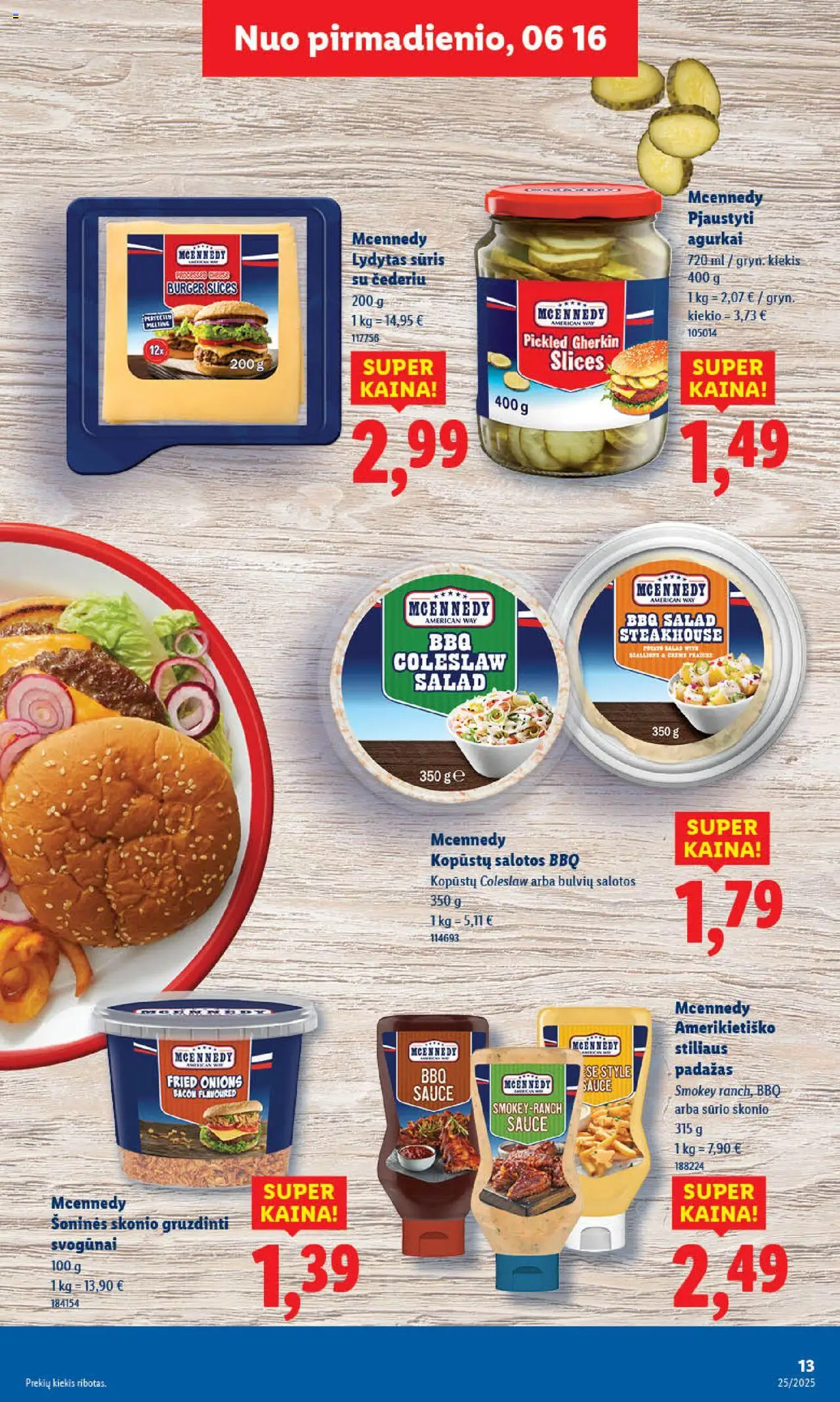 LIDL leidinys│galioja nuo 16.06.2025 | Puslapis: 13 | Prekių: Agurkai, Salotos, Svogūnai, Lydytas sūris