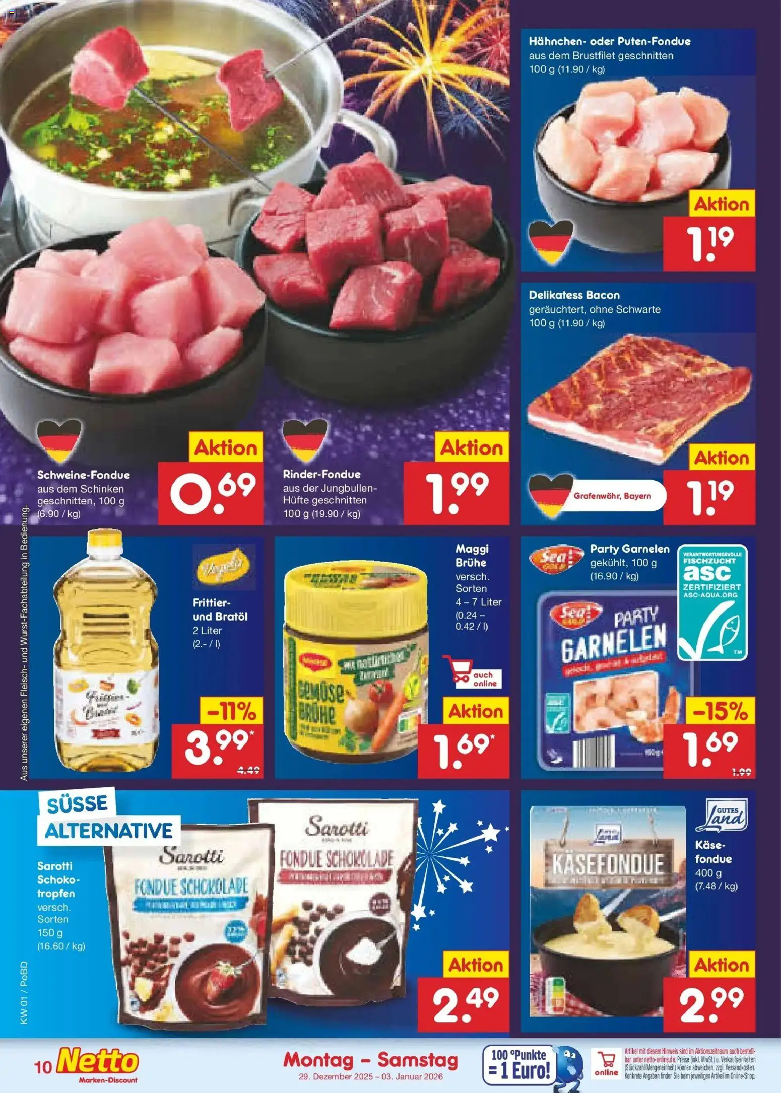 Netto Marken-Discount prospekt Selb	 – gültig ab 28.12.2025 | Seite: 10 | Produkte: Hahnchen, Käse, Garnelen, Fleisch