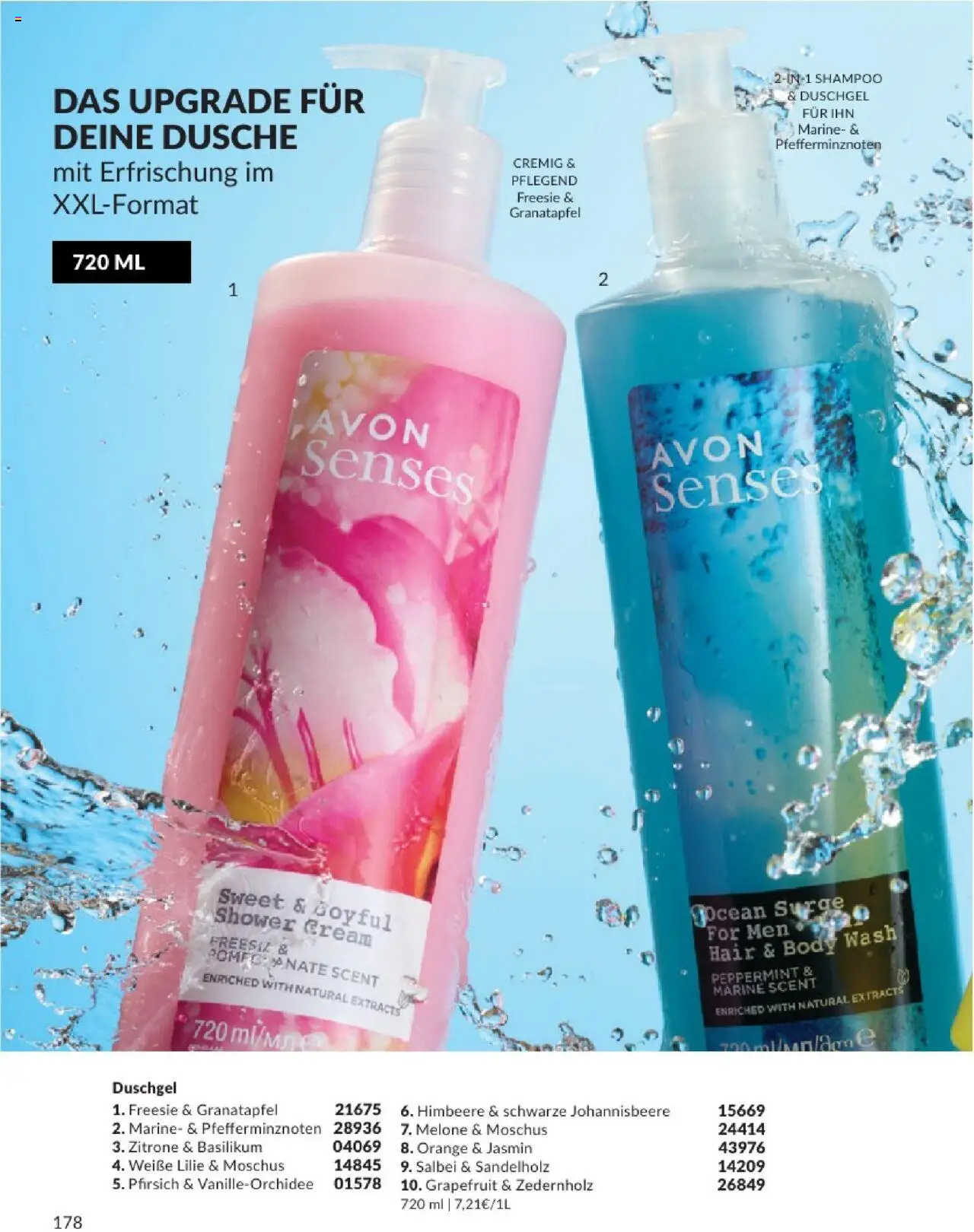 AVON Katalog August 2025 - gültig ab dem 01.08.2025 | Seite: 180 | Produkte: Duschgel, Zitrone, Pfirsich, Himbeere