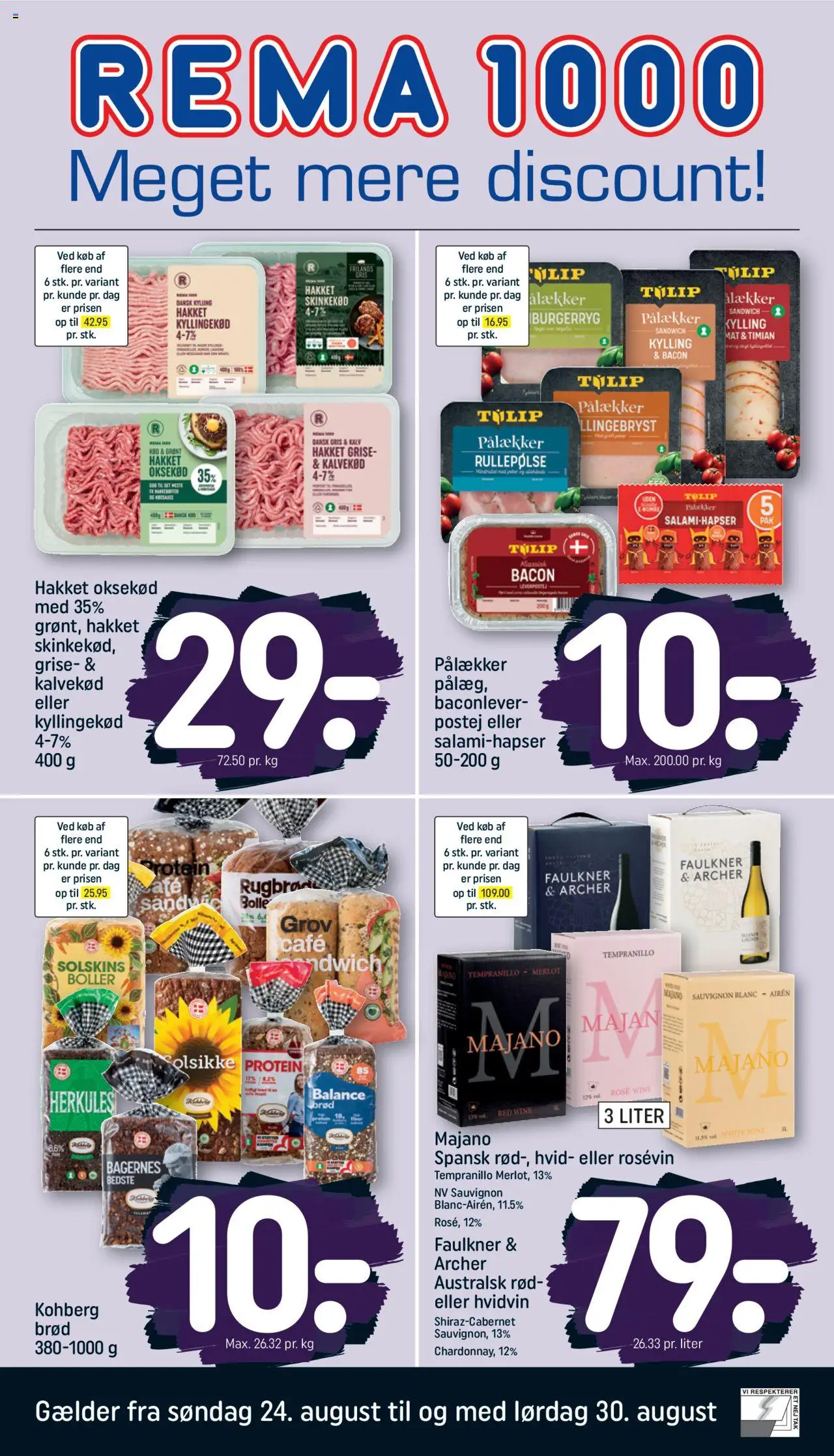 Rema 1000 Tilbudsavis gyldig fra 24.08.2025 | Side: 1 | Produkter: Brød, Kyllingekød, Oksekød, Timian