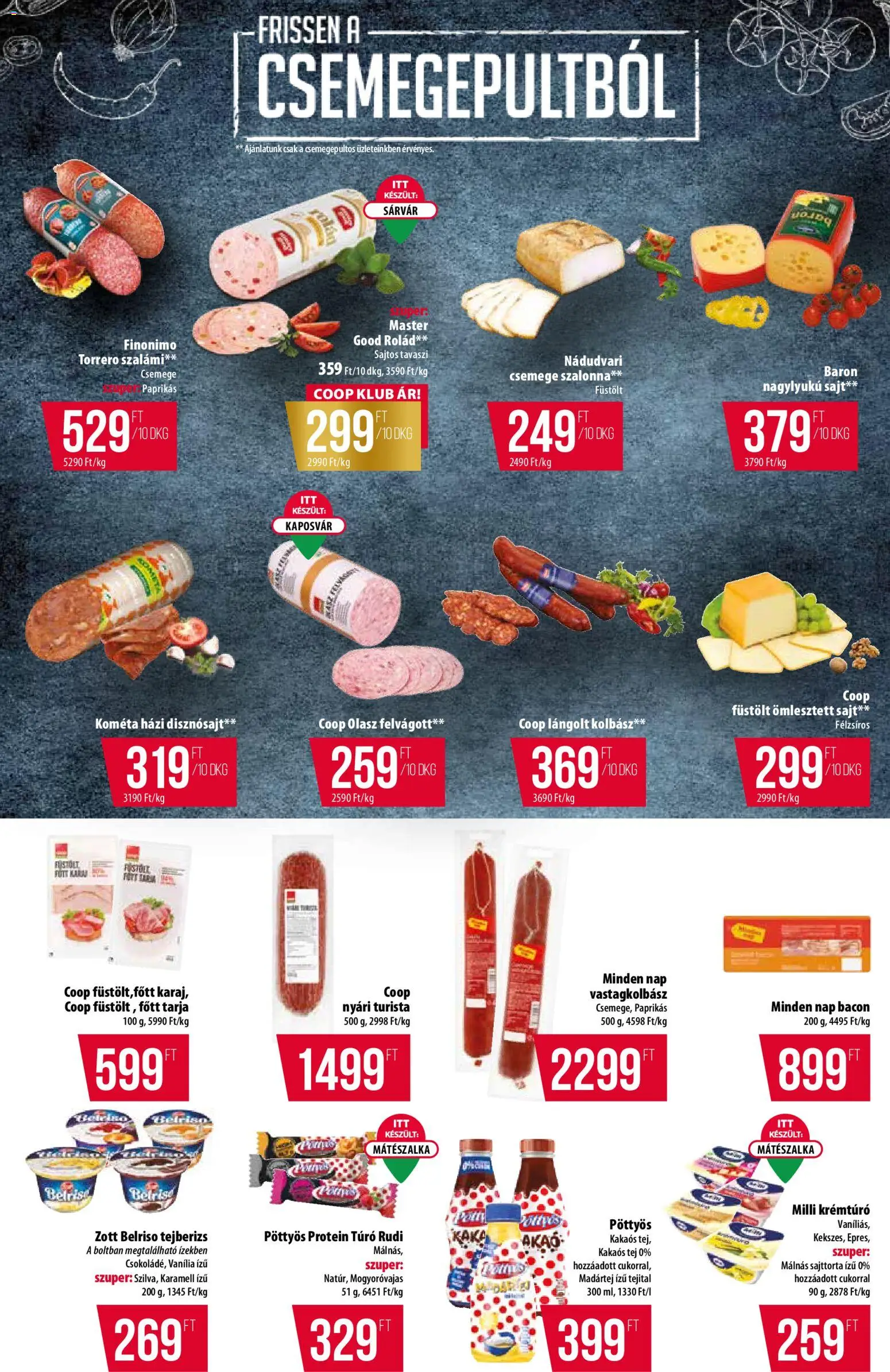 COOP akciós ujság - amely érvényes a következő dátumtól: 12.03.2026 | Oldal: 2 | Termékek: Kolbász, Bacon, Tej, Felvágott