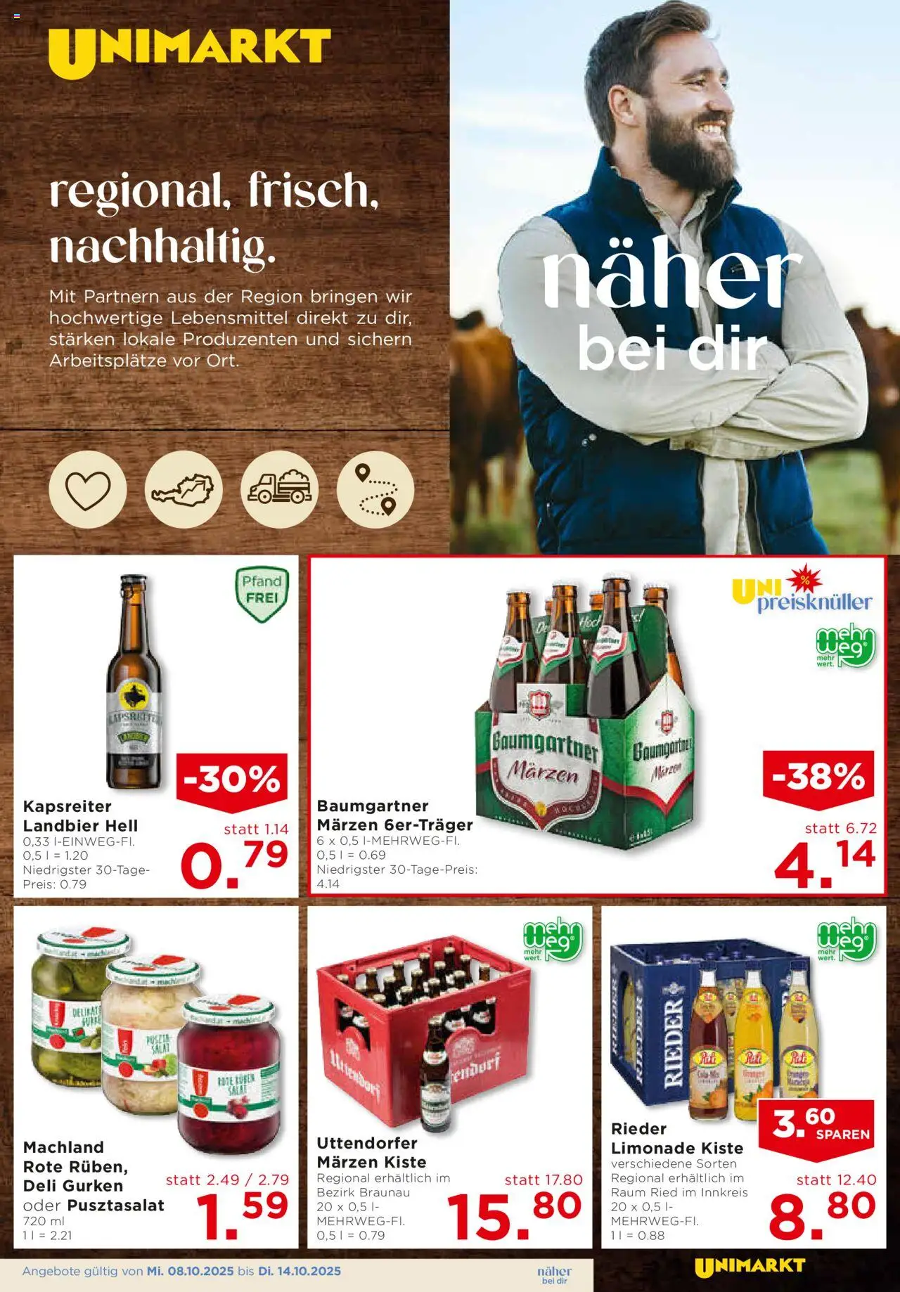 Unimarkt Flugblatt gültig ab 08.10.2025 | Seite: 7 | Produkte: Gurken, Libacomb