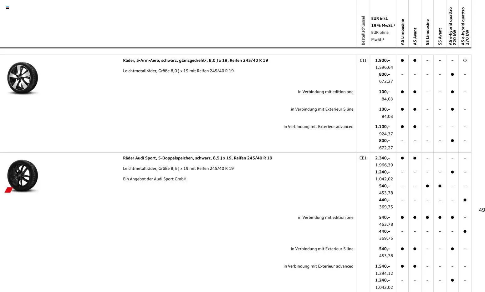 Audi A5 – gültig ab 28.10.2025 | Seite: 49