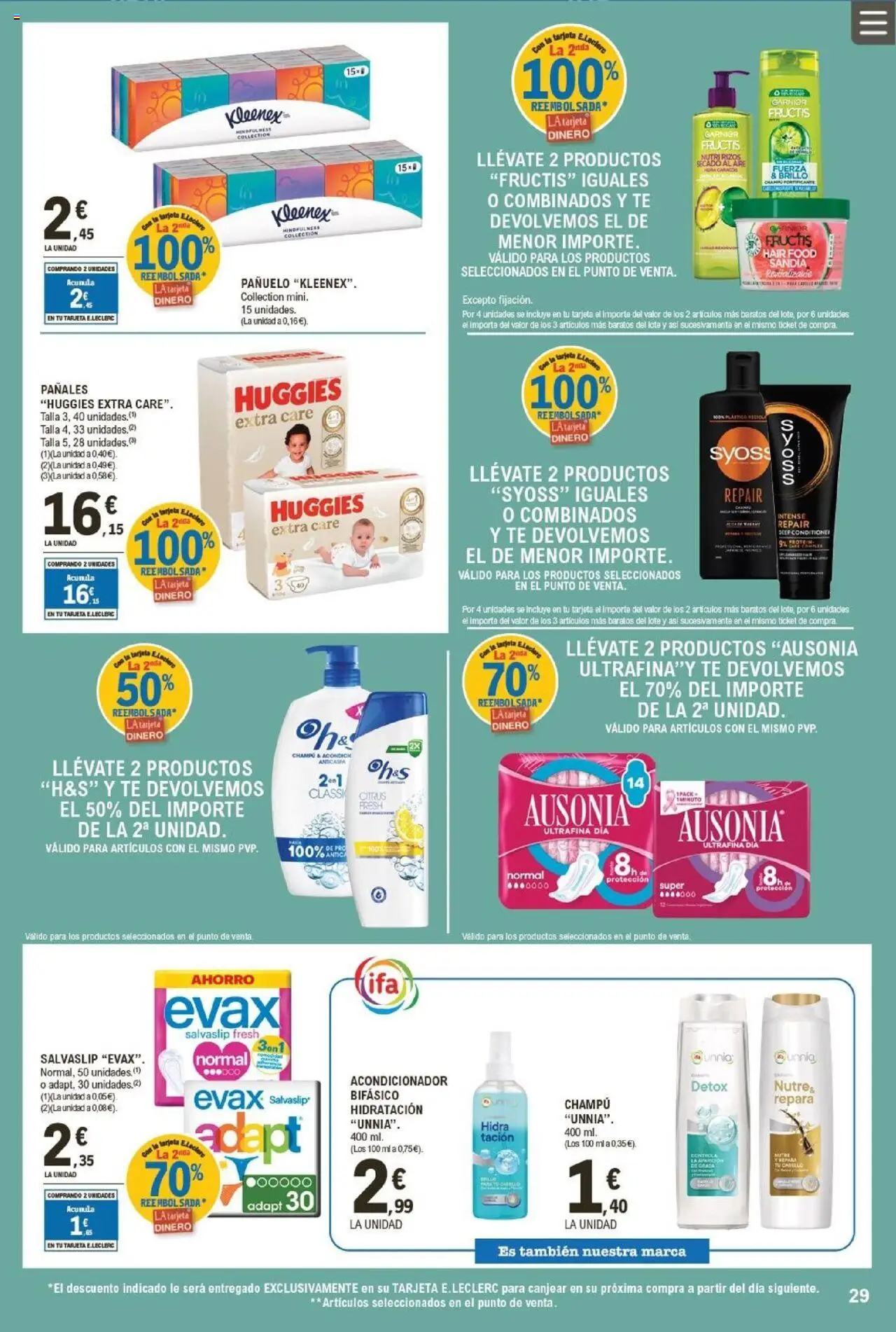 E.Leclerc folleto │ válido desde el 10.09.2025 | Página: 29 | Productos: Pañuelo, Acondicionador, Té, Sandía