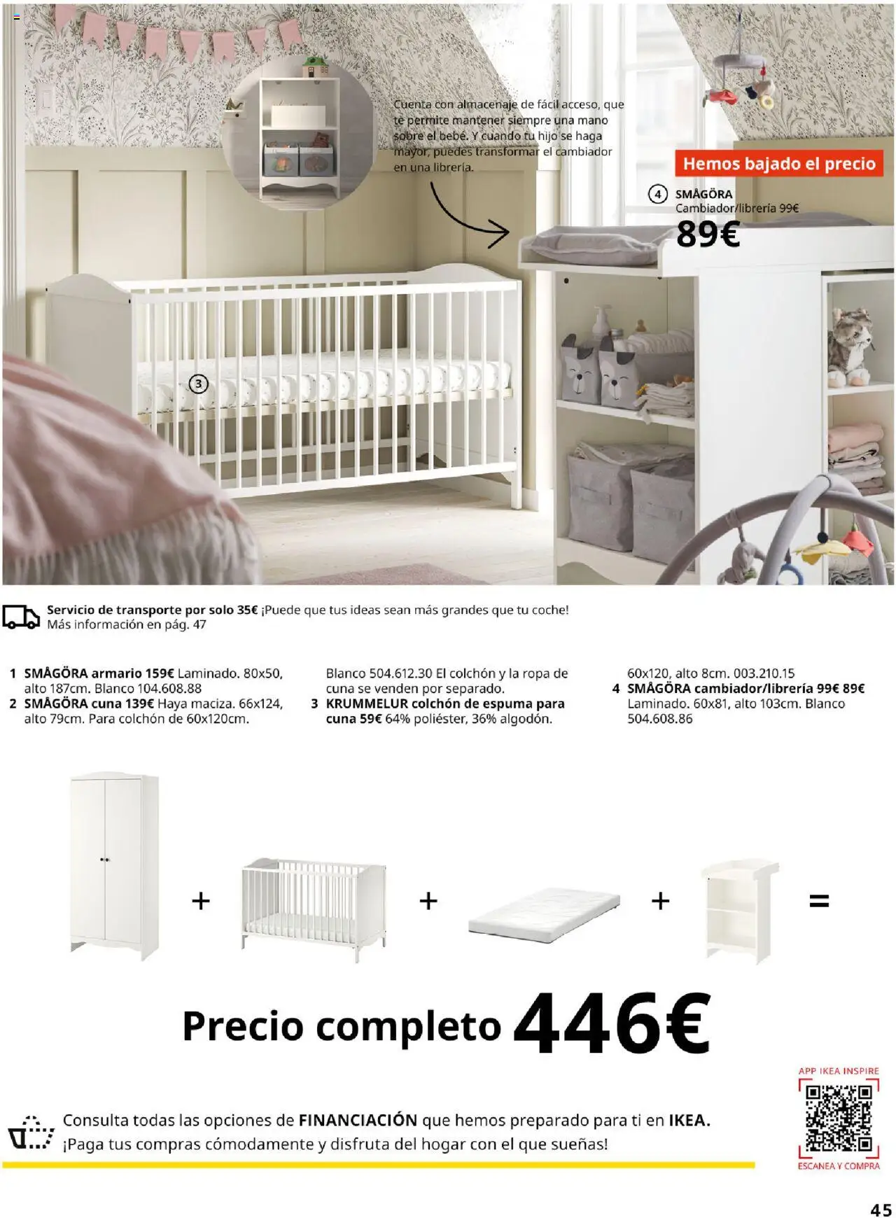 Catálogo IKEA Precios bajos. Muy bajos │ válido desde el 04.02.2025 | Página: 45 | Productos: Té, Ropa, Armario, Cuna