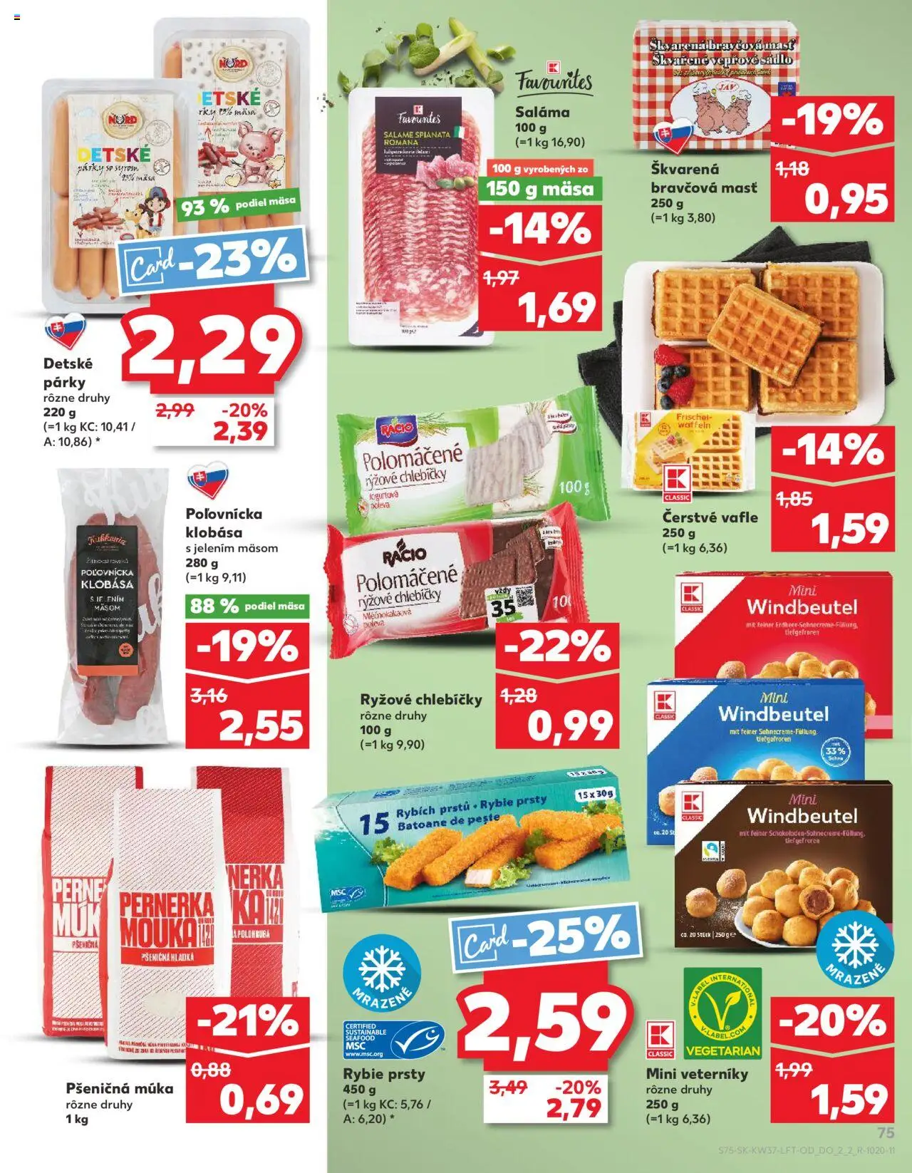 Nové Kaufland akcie – leták je platný od 11.09.2025 | Strana: 75 | Produkty: Saláma, Klobása, Múka, Párky