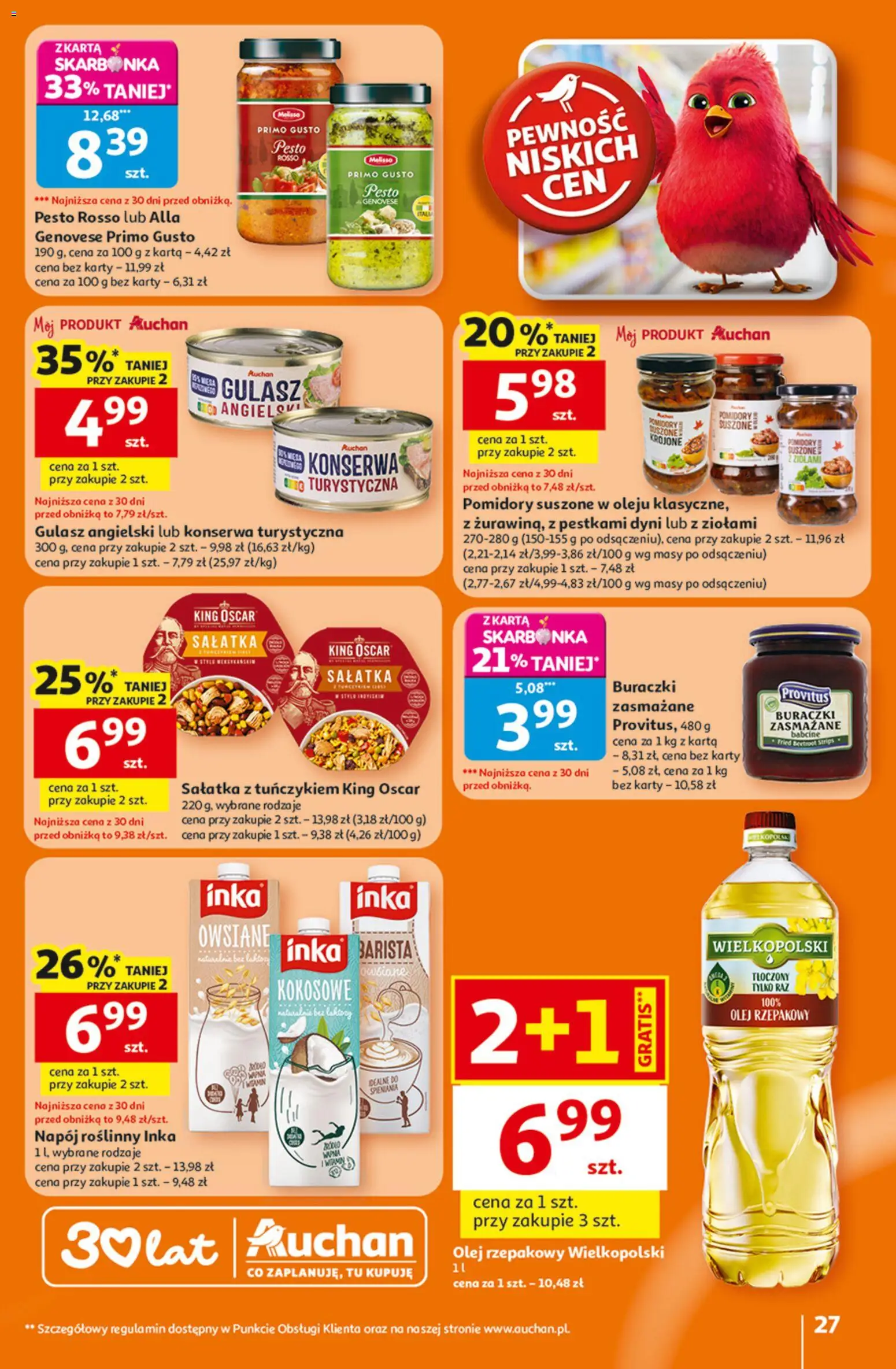Auchan Gazetka - 30 Lat Hipermarket od 26.02.2026 | Strona: 27 | Produkty: Karta, Pomidory suszone w oleju, Pomidory suszone, Gulasz
