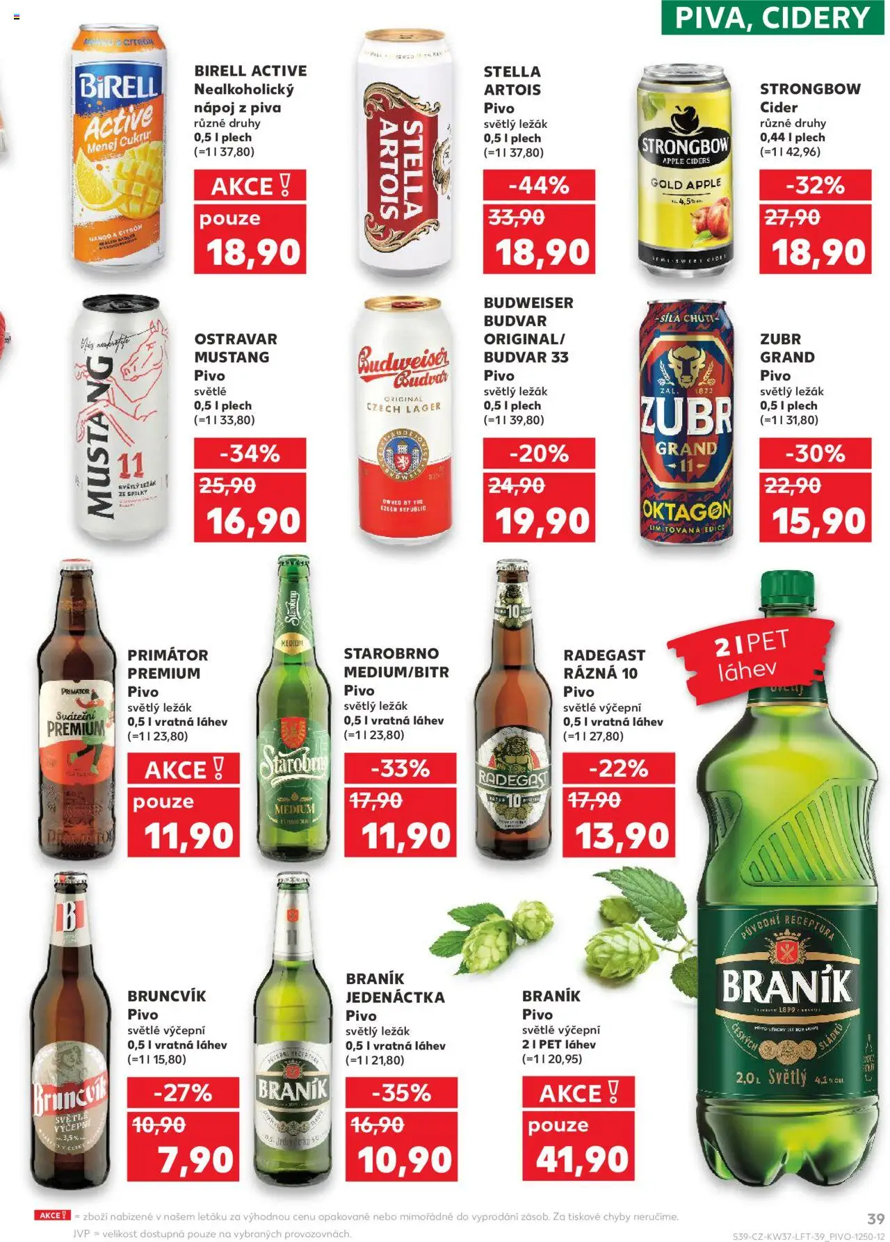 Kaufland leták - Liberec od 10.09.2025 | Strana: 39 | Produkty: Starobrno, Birell, Apple, Radegast Rázna 10