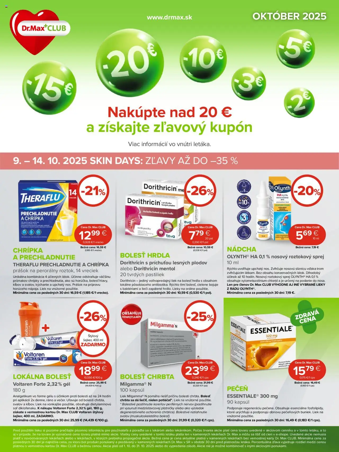 Nové Dr. Max akcie – leták je platný od 01.10.2025 | Strana: 1 | Produkty: Theraflu, Voltaren, Soľ