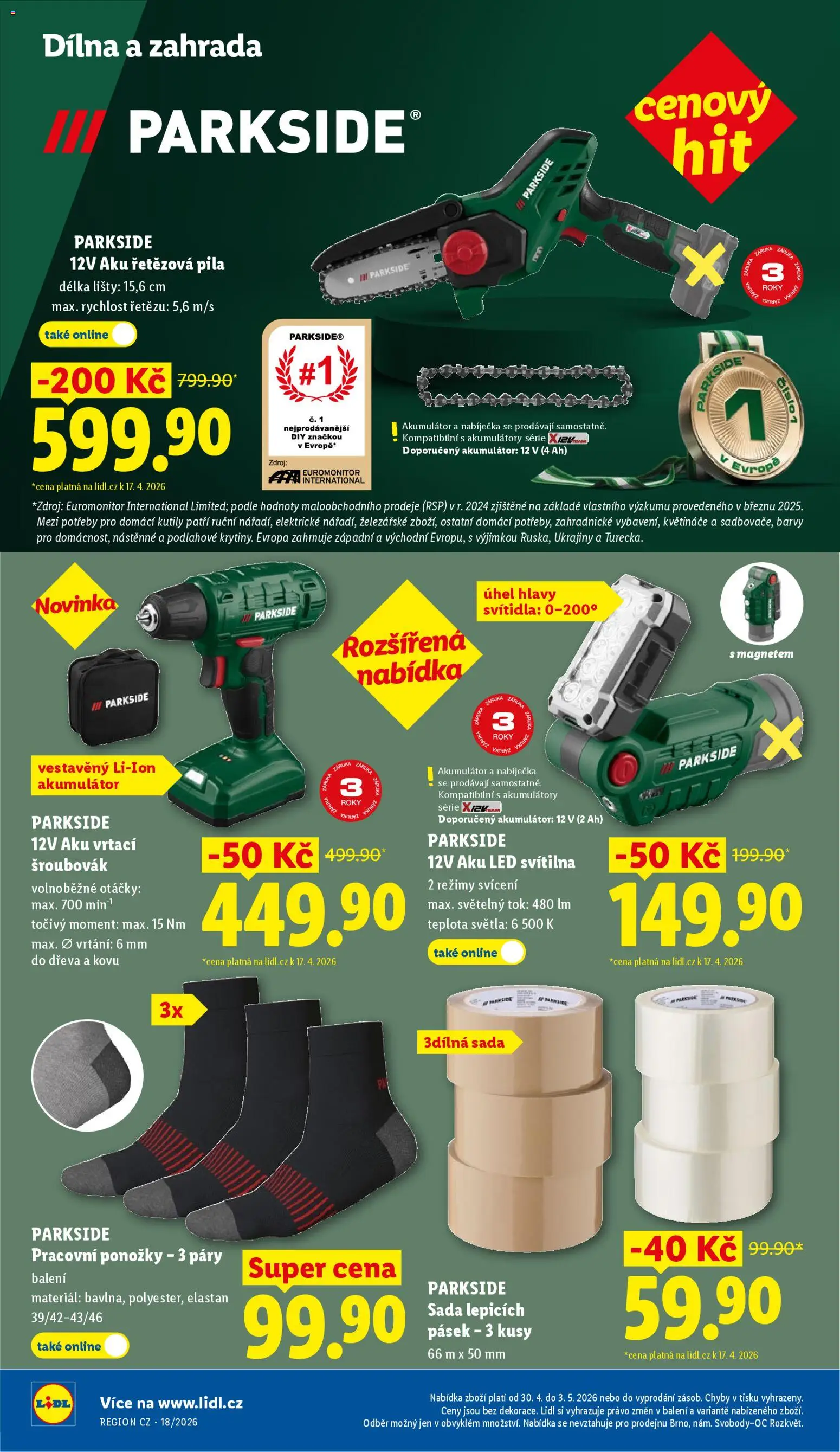 Lidl leták - Spotřební zboží od 30.04.2026 | Strana: 20 | Produkty: LED svítilna, Šroubovák, Pila, LED