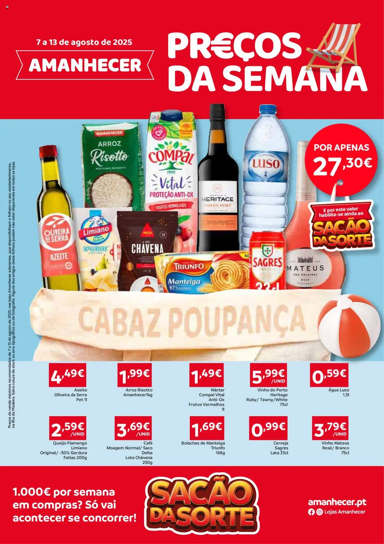 Amanhecer Folheto Madeira │ válido de 07.08.2025 | Página: 1 | Produtos: Agua, Azeite, Vinho, Arroz
