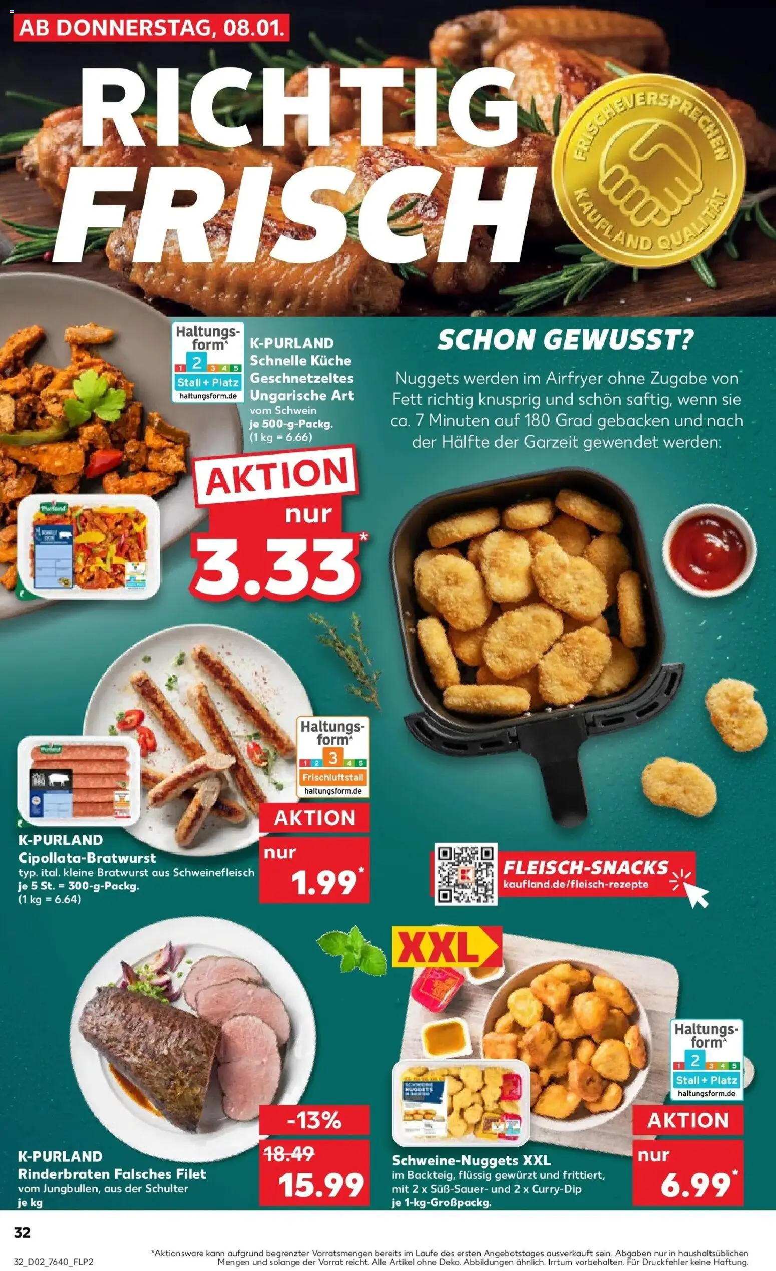 Kaufland prospekt Menden (Sauerland)	 – gültig ab 11.01.2026 | Seite: 32 | Produkte: Rinderbraten, Bratwurst, Küche, Schweinefleisch