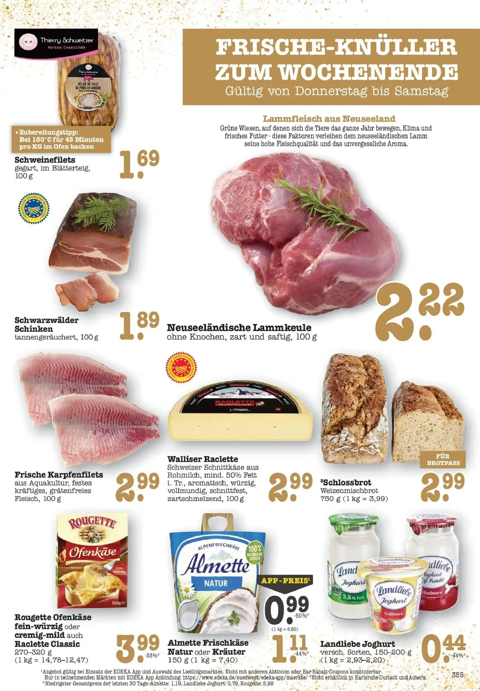 Edeka prospekt Bühlertal	 – gültig ab 08.12.2025 | Seite: 43 | Produkte: Lammkeule, Almette, Landliebe joghurt, Raclette