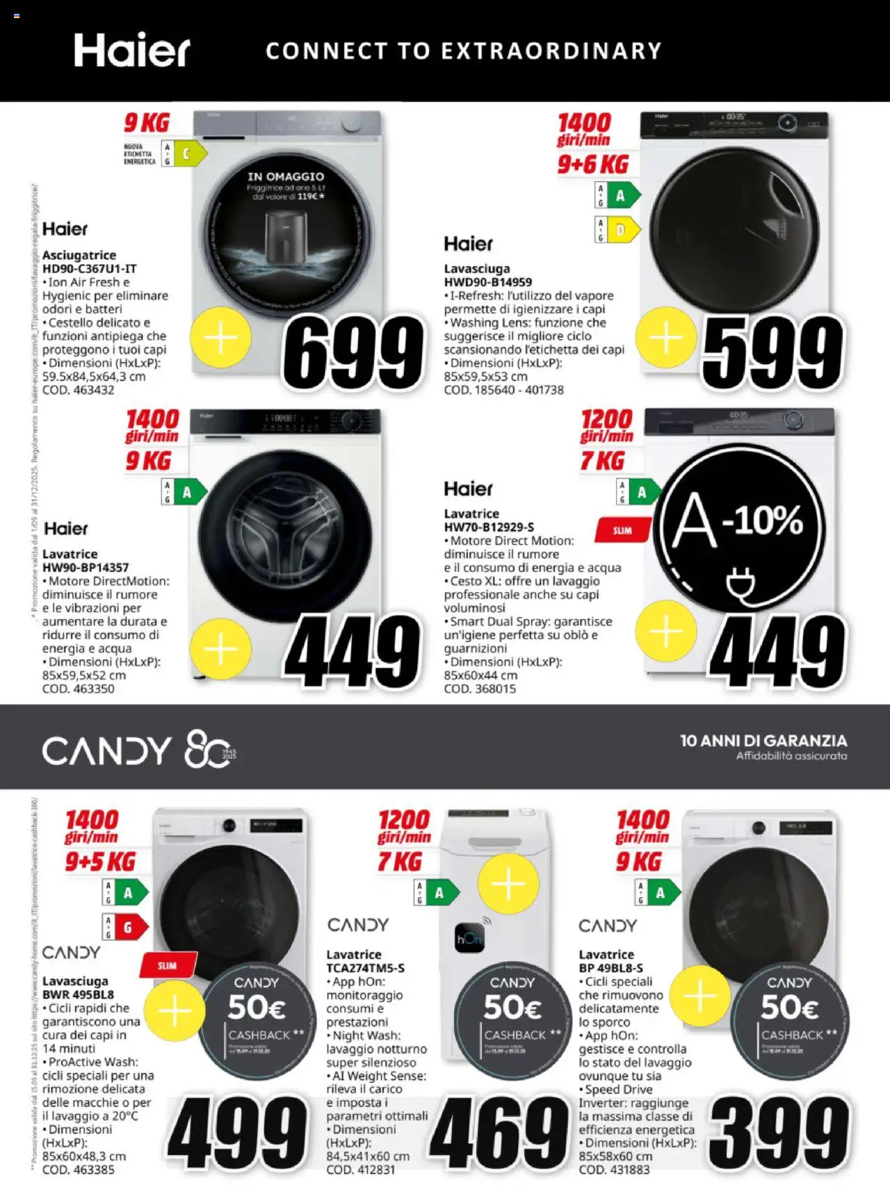 Volantino Media World del 13.10.2025 | Pagina: 5 | Prodotti: Lavasciuga, Acqua, Lavatrice, Friggitrice