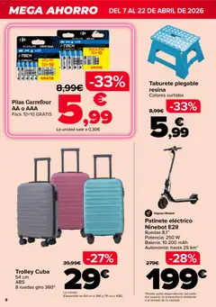 Vista previa Carrefour Mega Ahorro válido desde el 07.04.2026 | Página: 8 | Productos: Taburete, Patinete, Ελιές, Batería