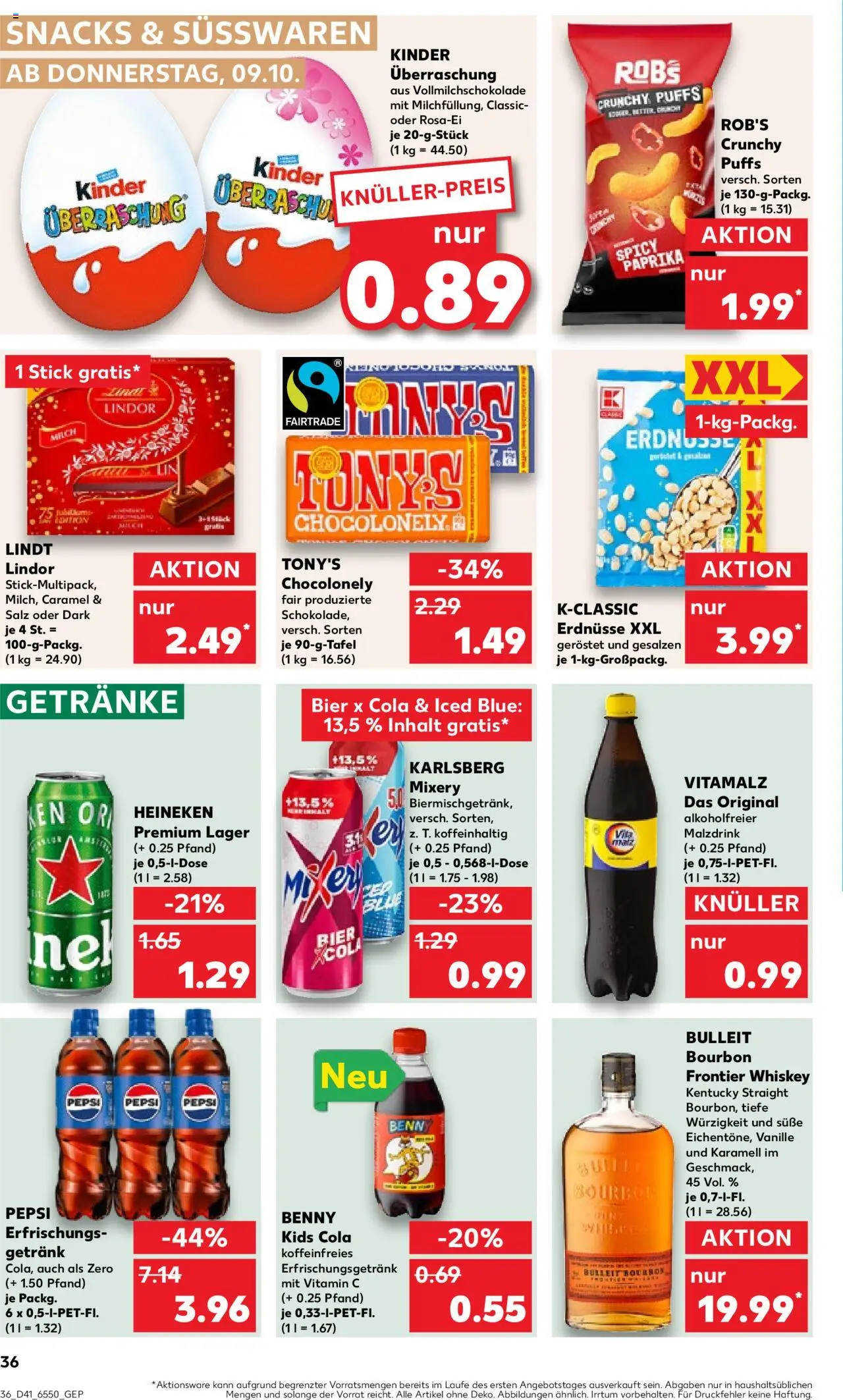 Kaufland prospekt Kiel	 – gültig ab 09.10.2025 | Seite: 36 | Produkte: Paprika, Salz, Lindt, Whiskey