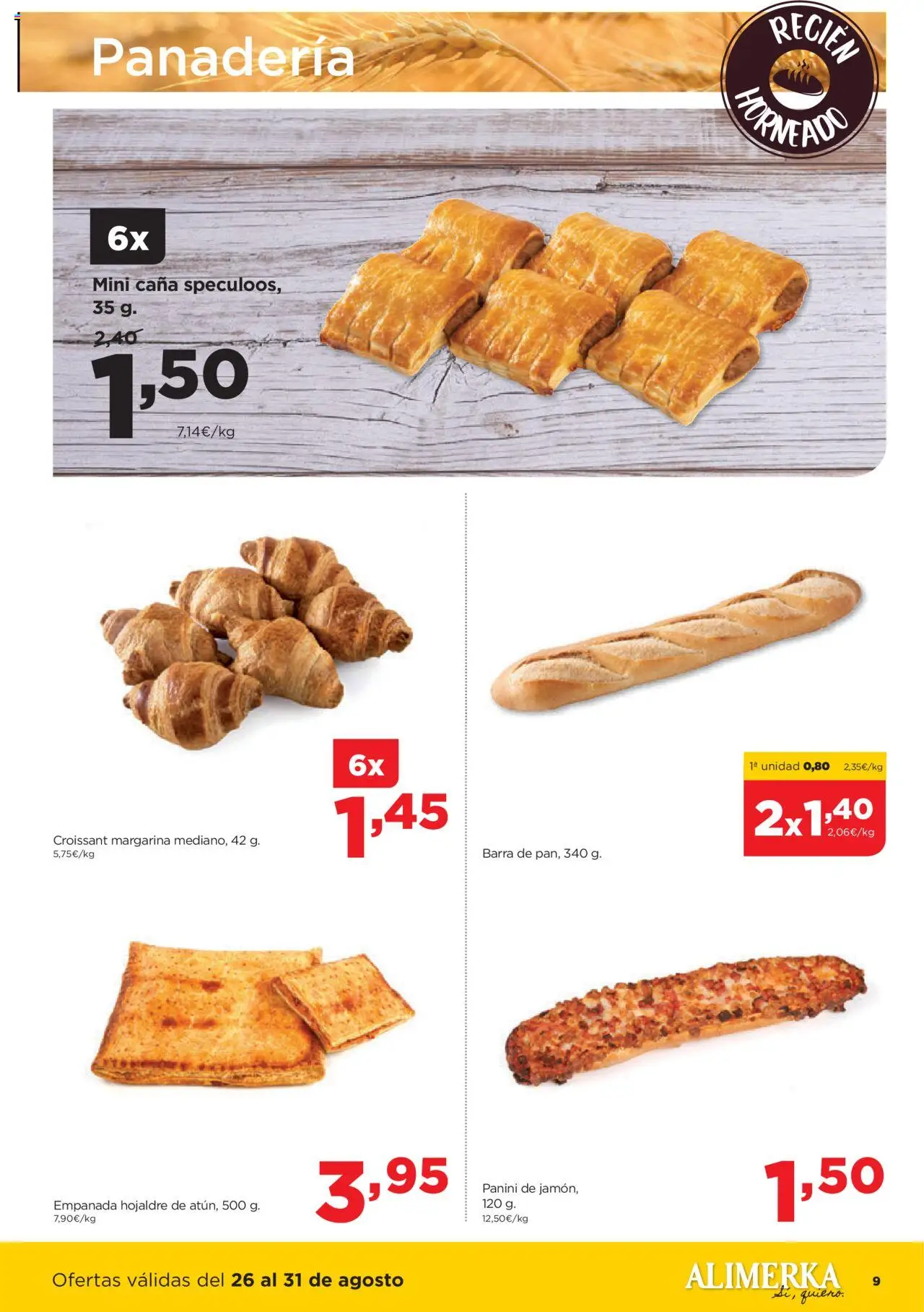 Alimerka folleto Asturias │ válido desde el 25.08.2025 | Página: 9 | Productos: Croissant, Margarina, Panadería
