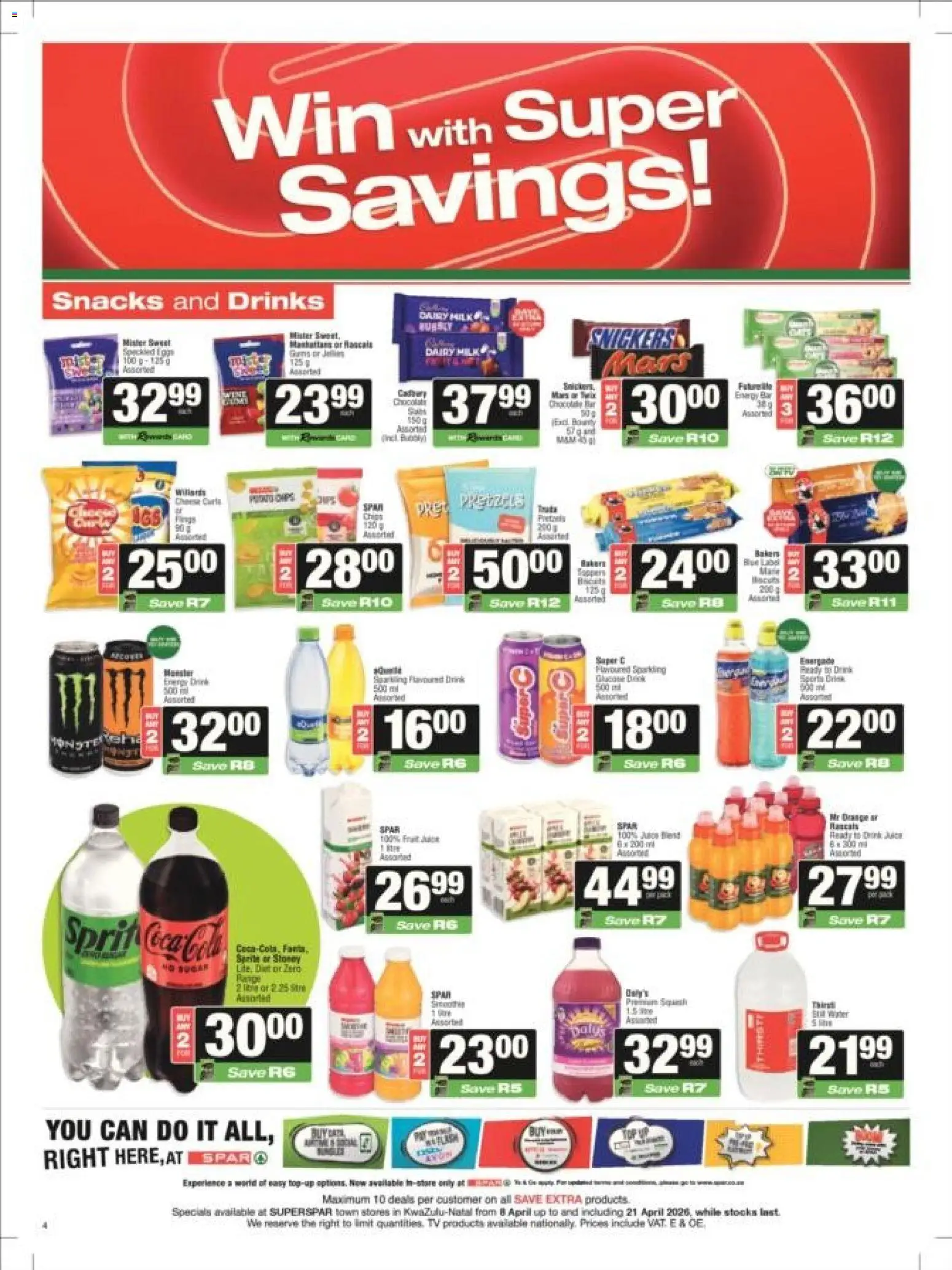 New Superspar catalogue – valid from 08.04.2026 | Page: 4 | Products: TV, Cheese, Stoney, Fruit