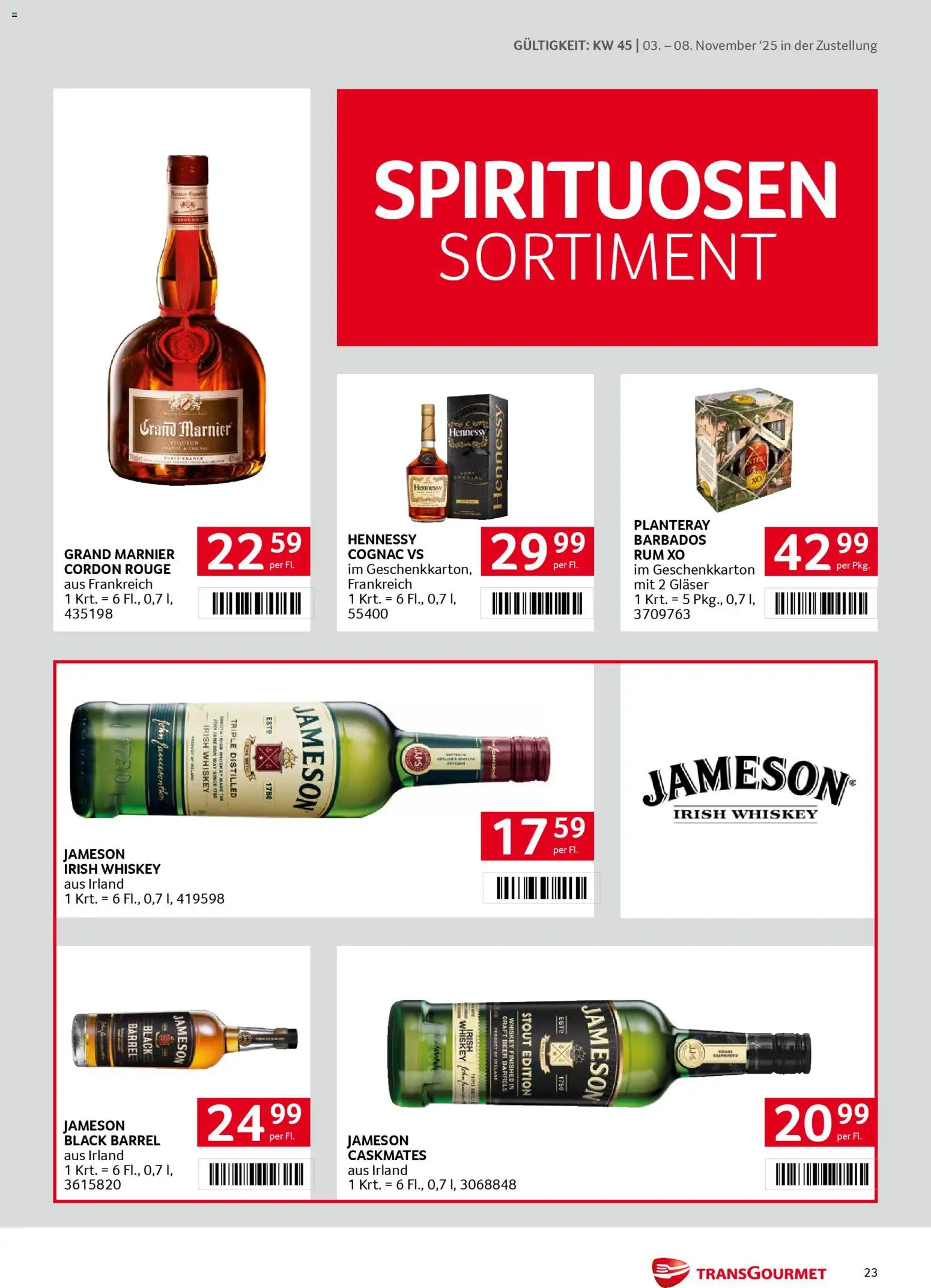 Transgourmet Zustellaktion gültig ab 03.11.2025 | Seite: 23 | Produkte: Whiskey, Rouge