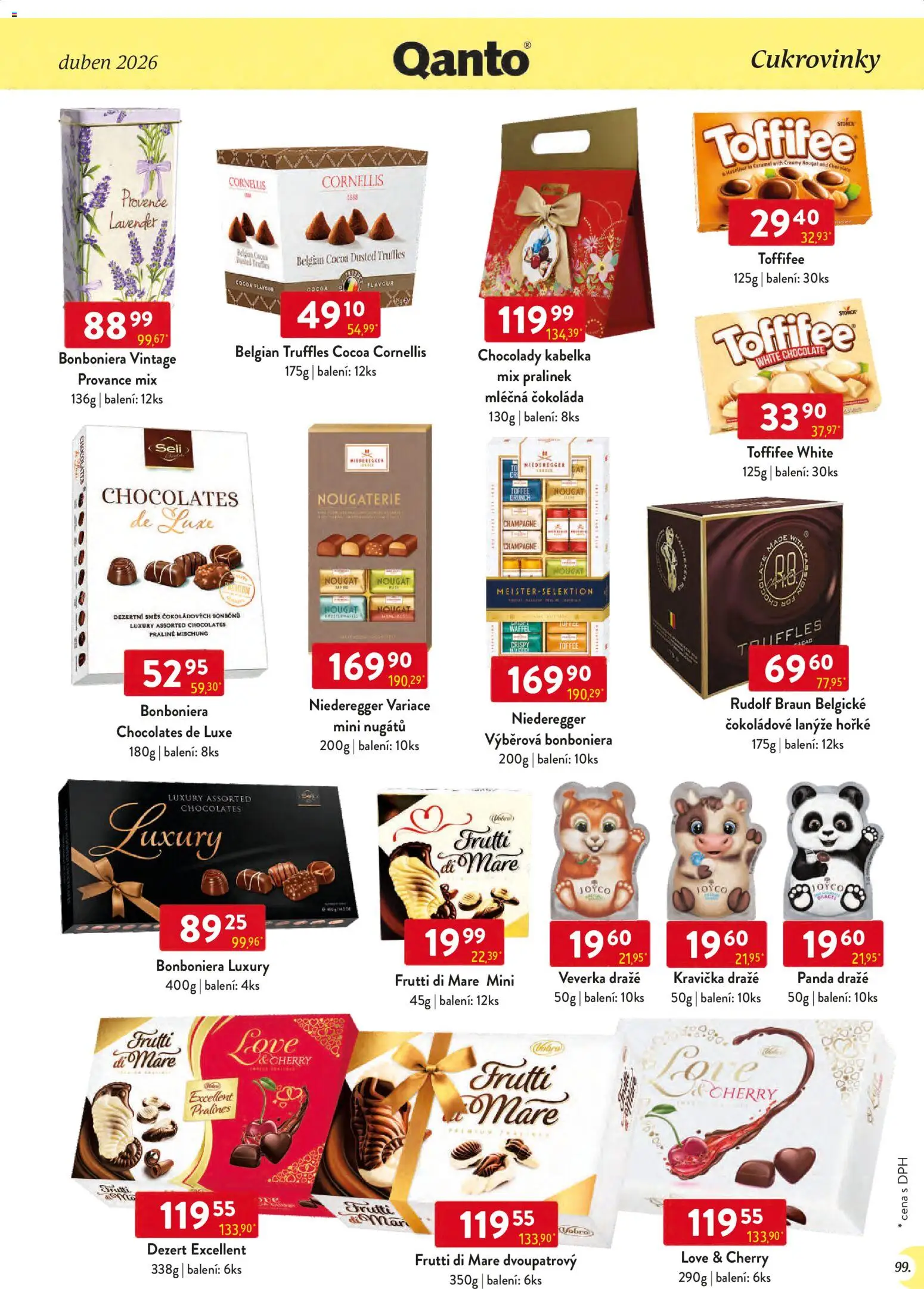 Astur & Qanto leták - Velkoobchod 04/2026 od 01.04.2026 | Strana: 99 | Produkty: Kabelka, Toffifee, Bonboniéra, Champagne