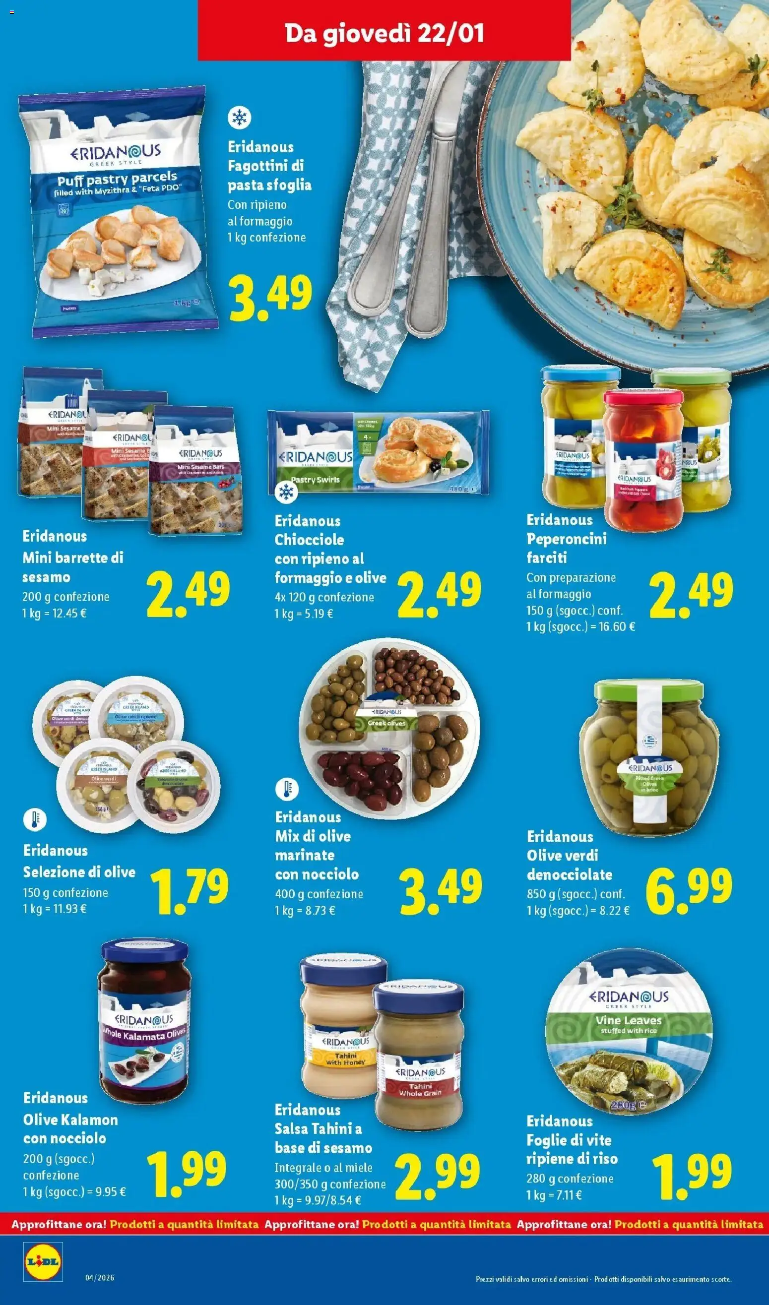 Volantino Lidl del 19.01.2026 | Pagina: 26 | Prodotti: Pasta sfoglia, Salsa, Olive, Feta