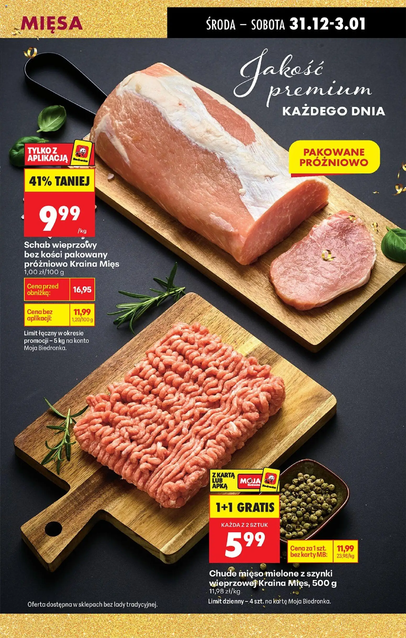 Biedronka gazetka - Oferta w tym tygodniu od 31.12.2025 | Strona: 33 | Produkty: Mięso mielone z szynki, Schab, Kraina mięs, Schab wieprzowy