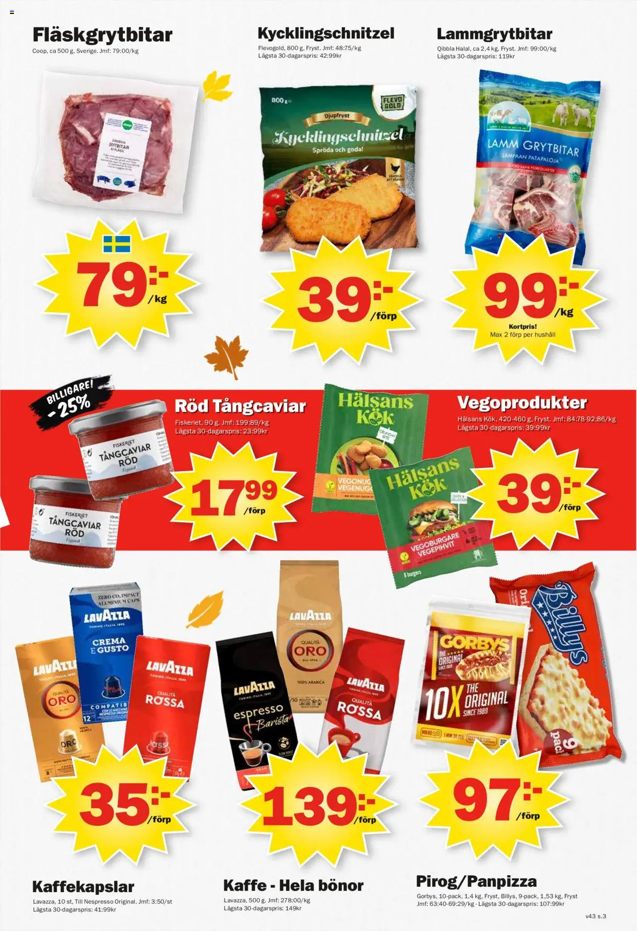 Pekås reklamblad aktuell från 20.10.2025 | Sida: 3 | Produkter: Vegoburgare, Kaffekapslar, Kaffe, Bönor