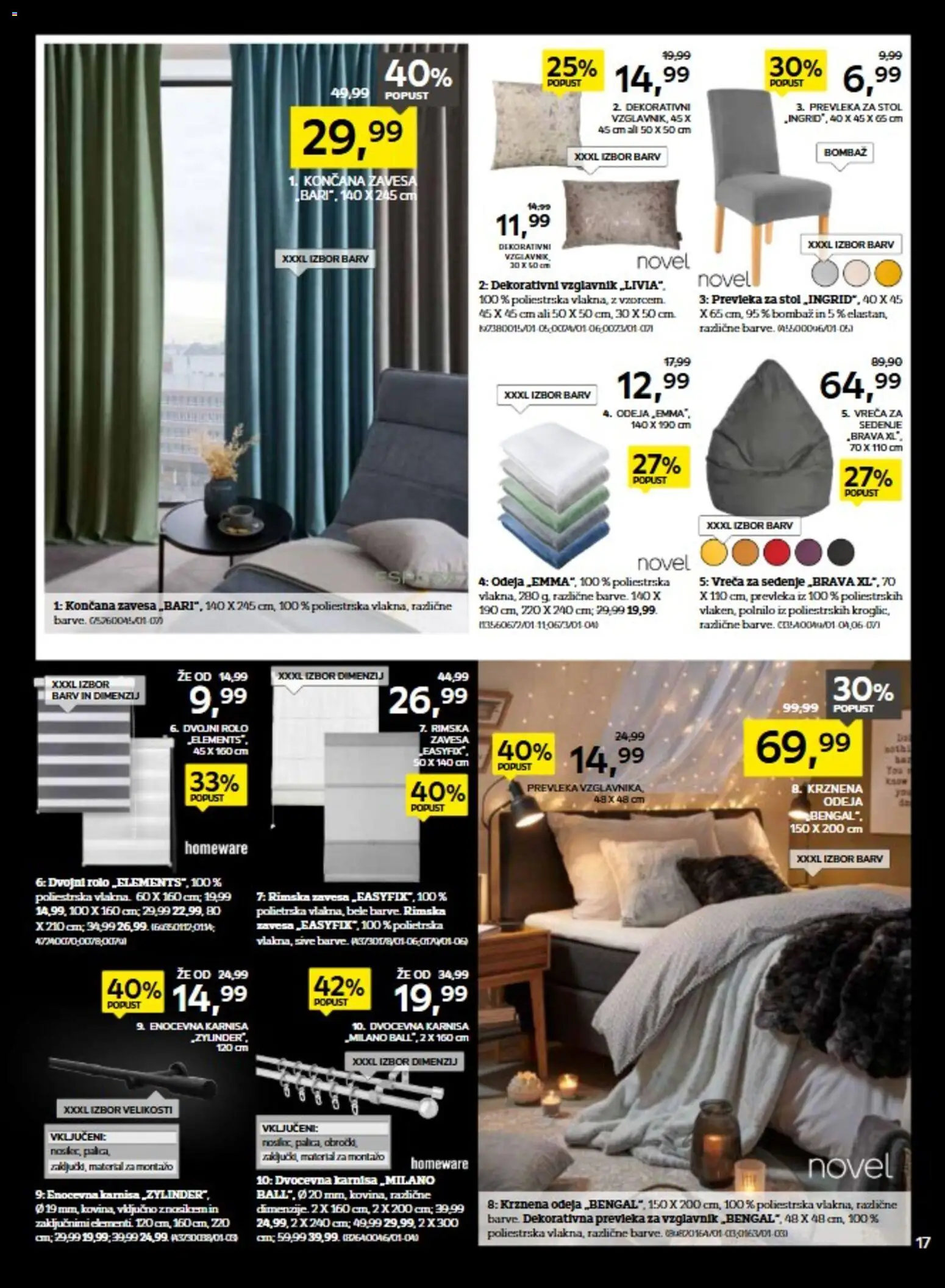 Novi XXXL Lesnina katalog ponudbe – veljaven od 04.11.2025 | Stran: 17 | Izdelki: Vzglavnik, Rolo, Prevleka, Stol