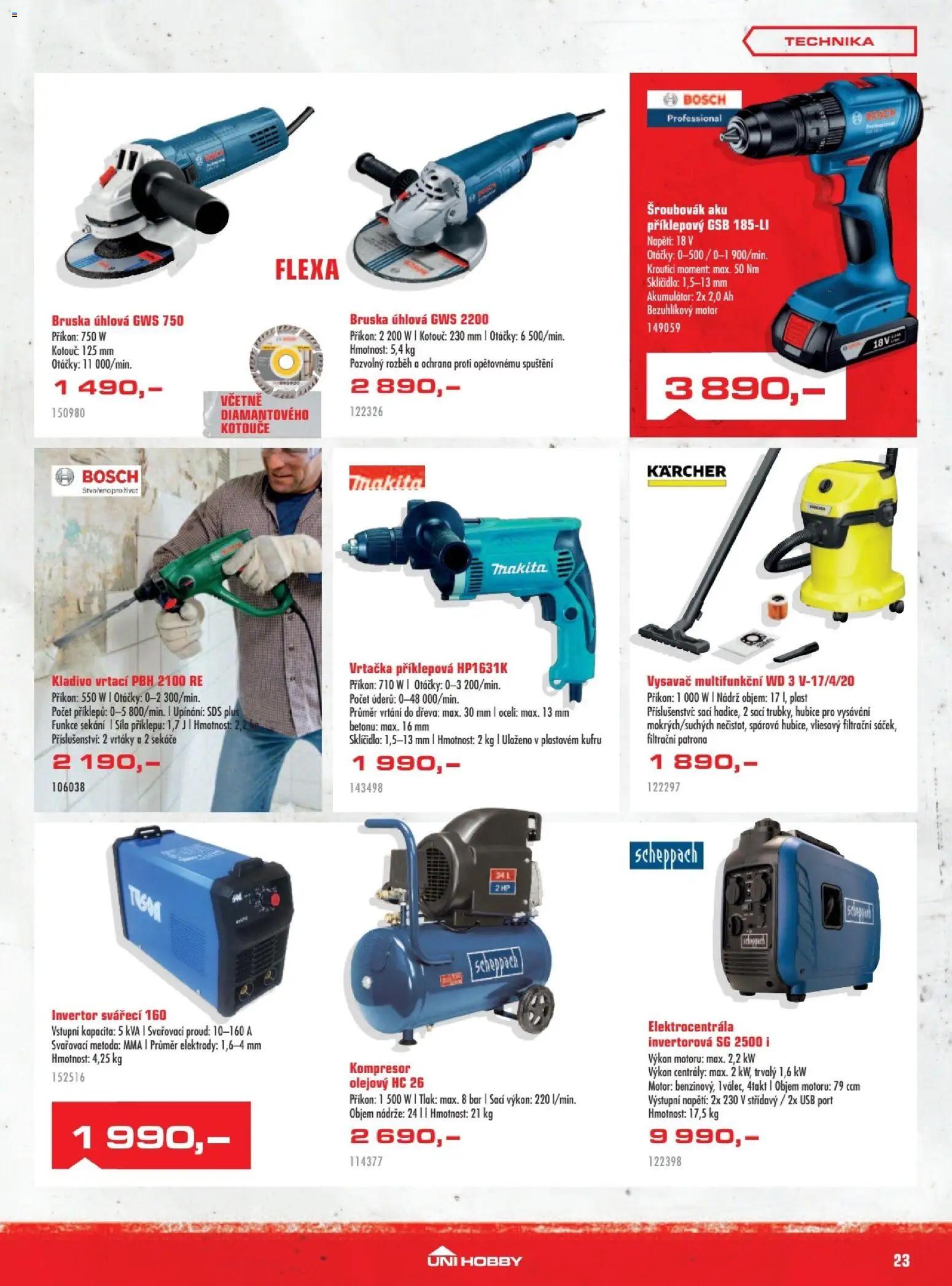 Uni Hobby leták od 29.01.2026 | Strana: 23 | Produkty: Kompresor, Vysavač, Kladivo, Vrtačka
