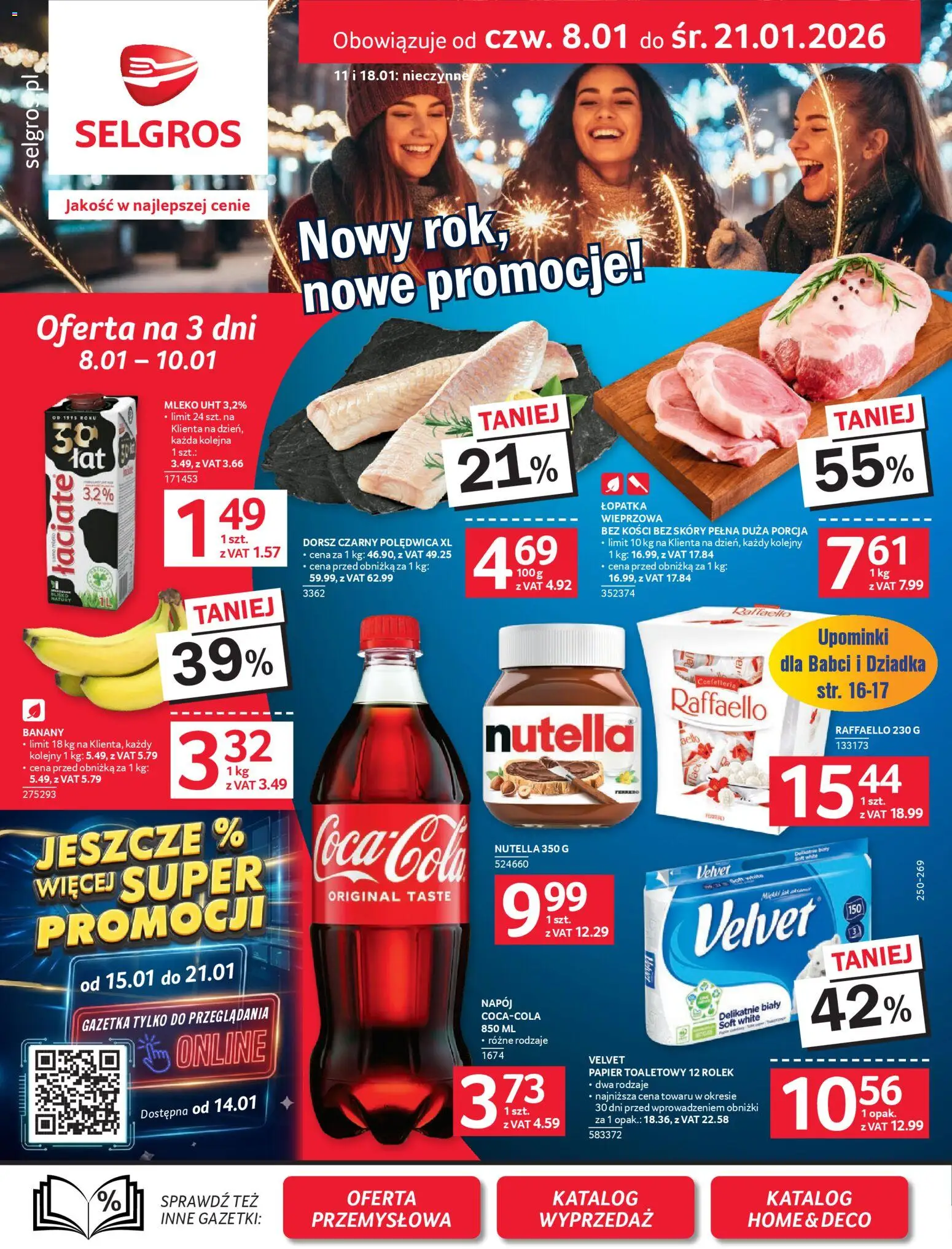 Selgros cash&carry Gazetka od 08.01.2026 | Strona: 1 | Produkty: Papier toaletowy, Nutella, Dorsz, Dorsz czarny