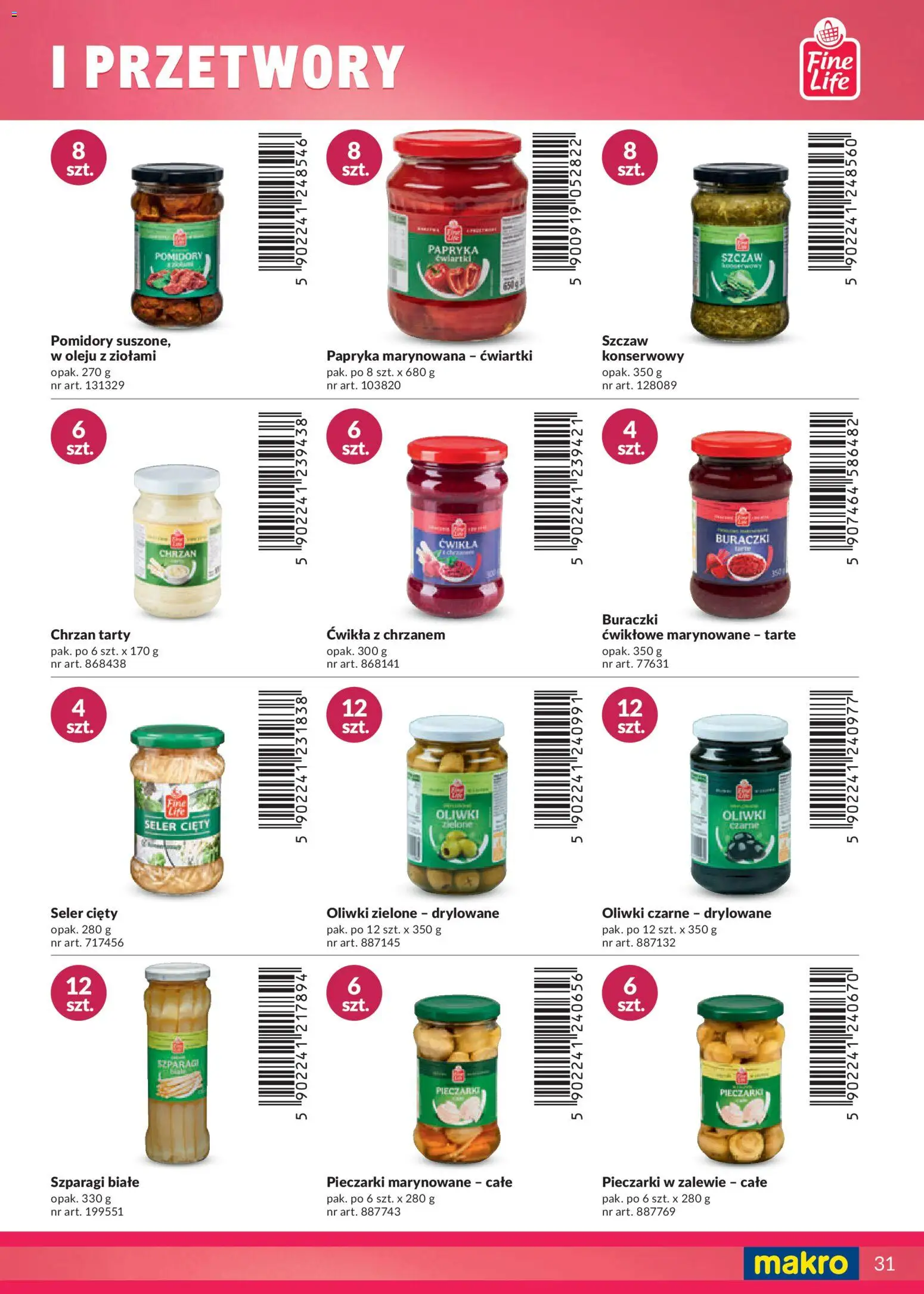 Makro Gazetka - Katalog marki własne dla Twojego sklepu od 28.04.2025 | Strona: 31 | Produkty: Pieczarki, Oliwki zielone, Pomidory suszone w oleju, Pomidory