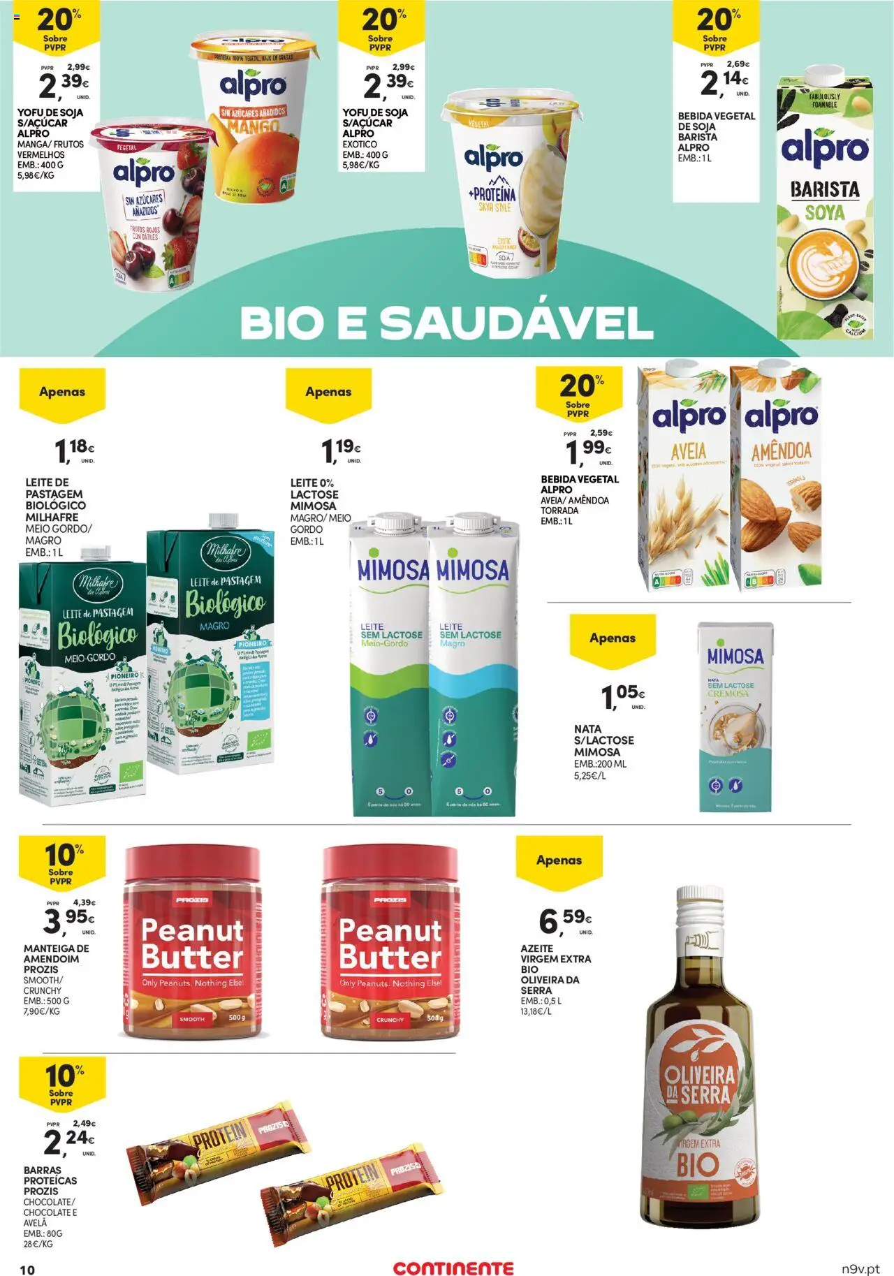Continente - Açores │ válido de 18.09.2025 | Página: 10 | Produtos: Manteiga de amendoim, Soja, Leite, Açúcar