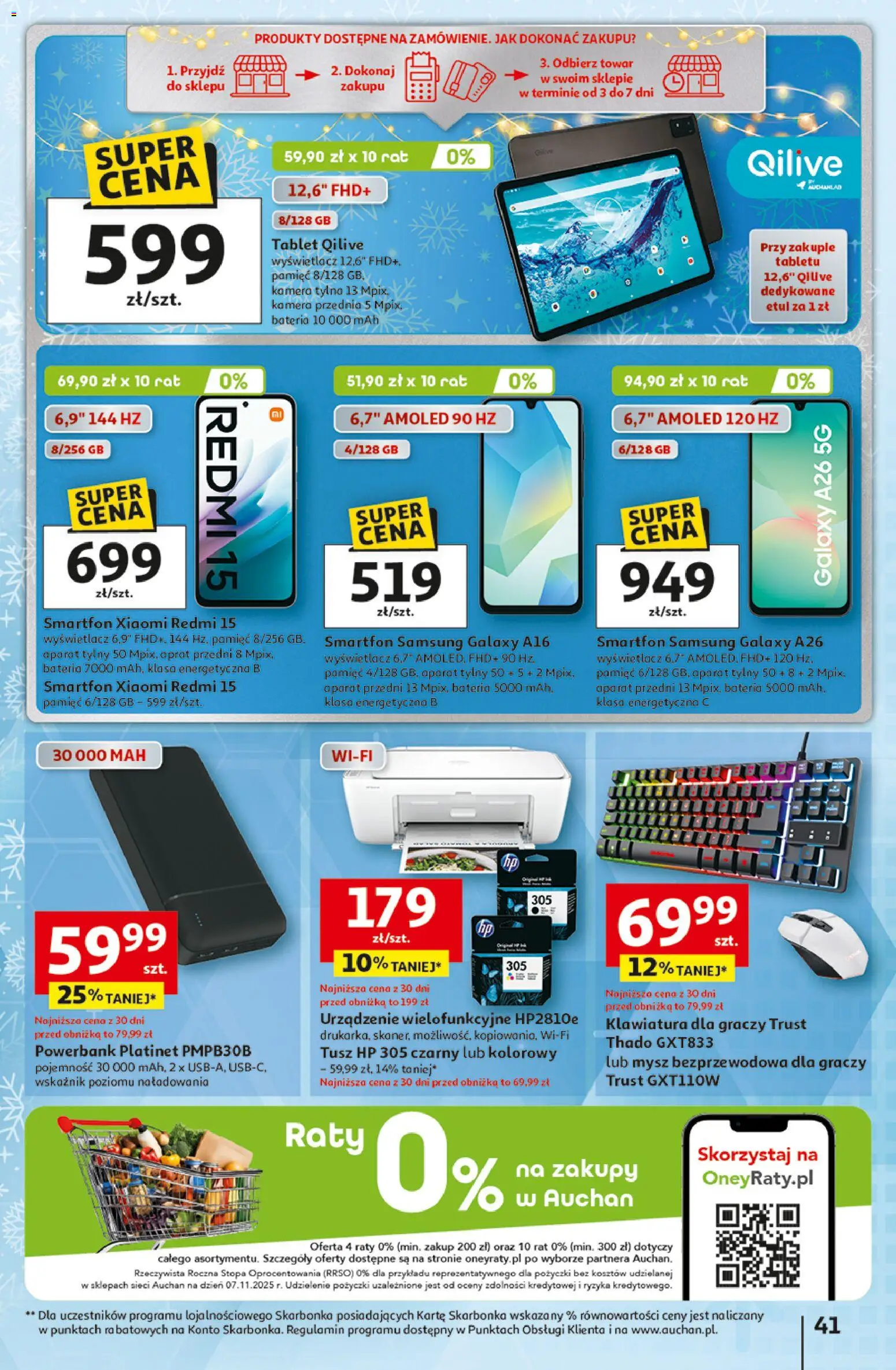 Auchan Gazetka - Święta jak babcię kocham Hipermarket od 11.12.2025 | Strona: 41 | Produkty: Tablet, Mysz, Klawiatura, Powerbank
