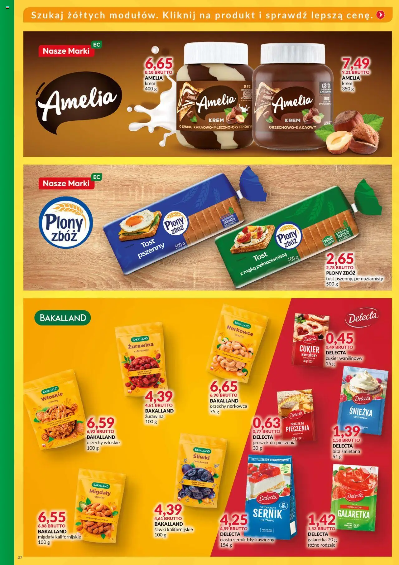 Eurocash Gazetka - Katalog Artykułów Spożywczych od 01.06.2025 | Strona: 27 | Produkty: Galaretka, Orzechy włoskie, Żurawina, Owoce