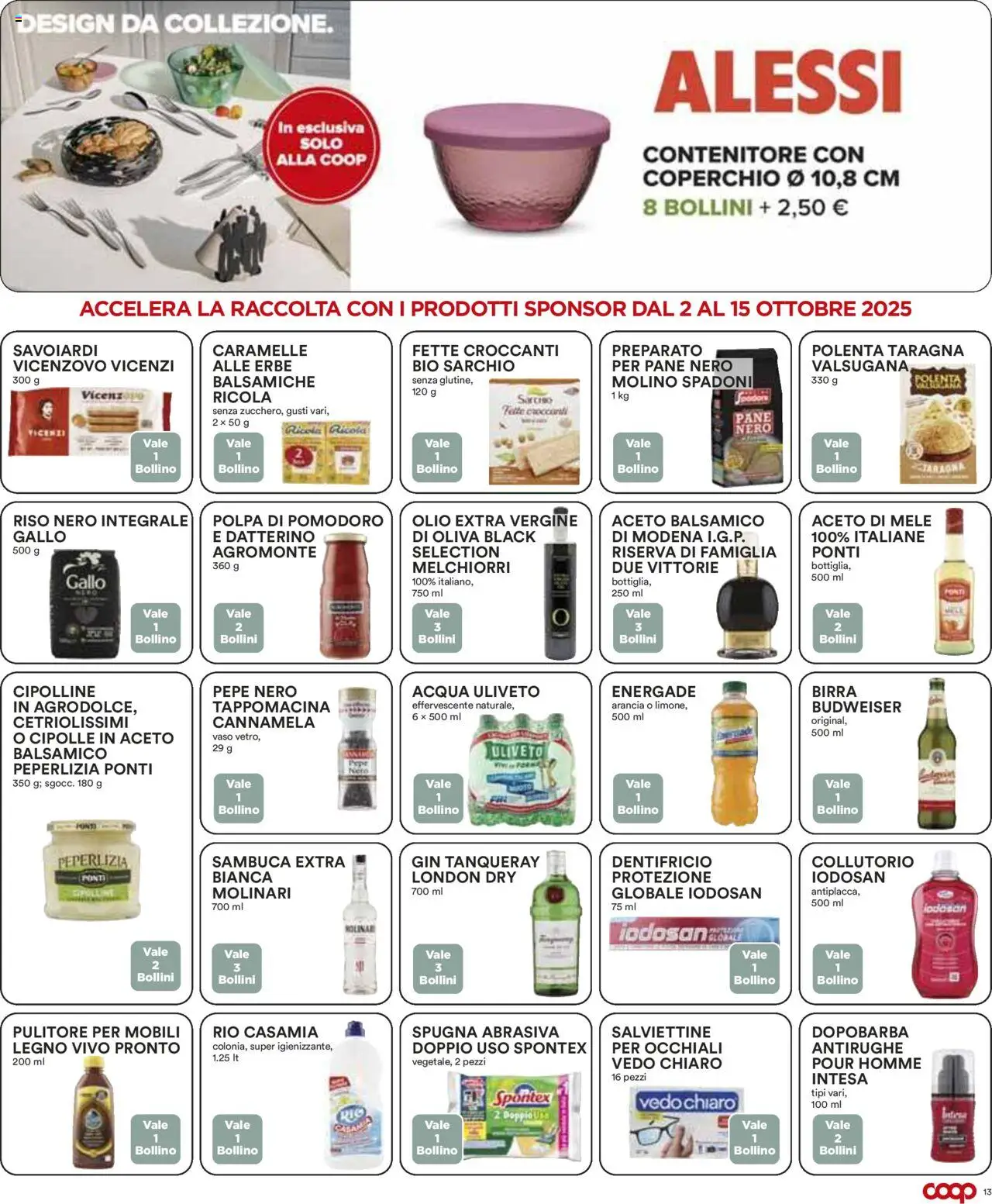 Volantino COOP del 02.10.2025 | Pagina: 13 | Prodotti: Pane, Caramelle, Aceto di mele, Savoiardi