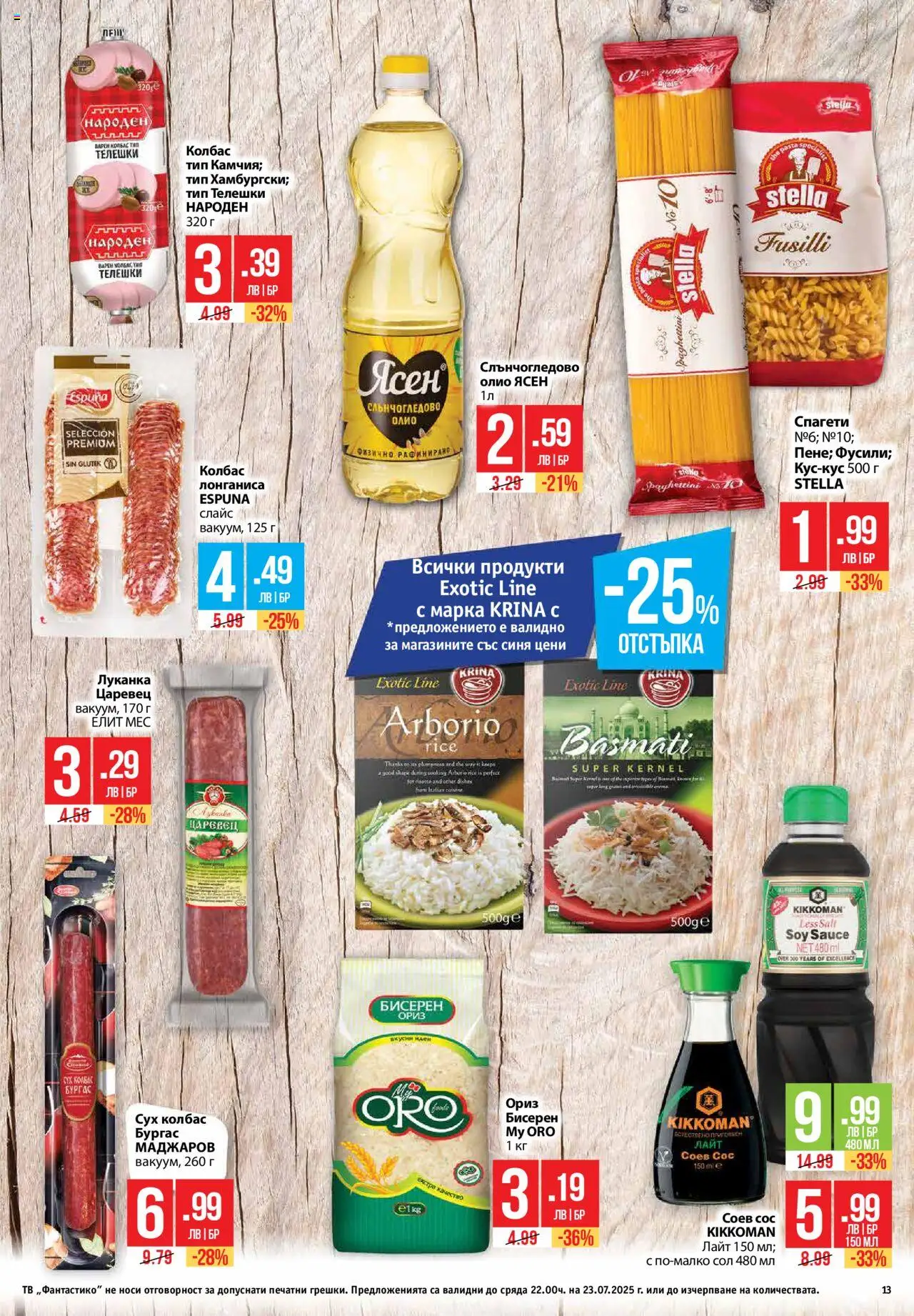  | Страница: 13 | Продукти: Ориз, Сол, Колбас, Спагети