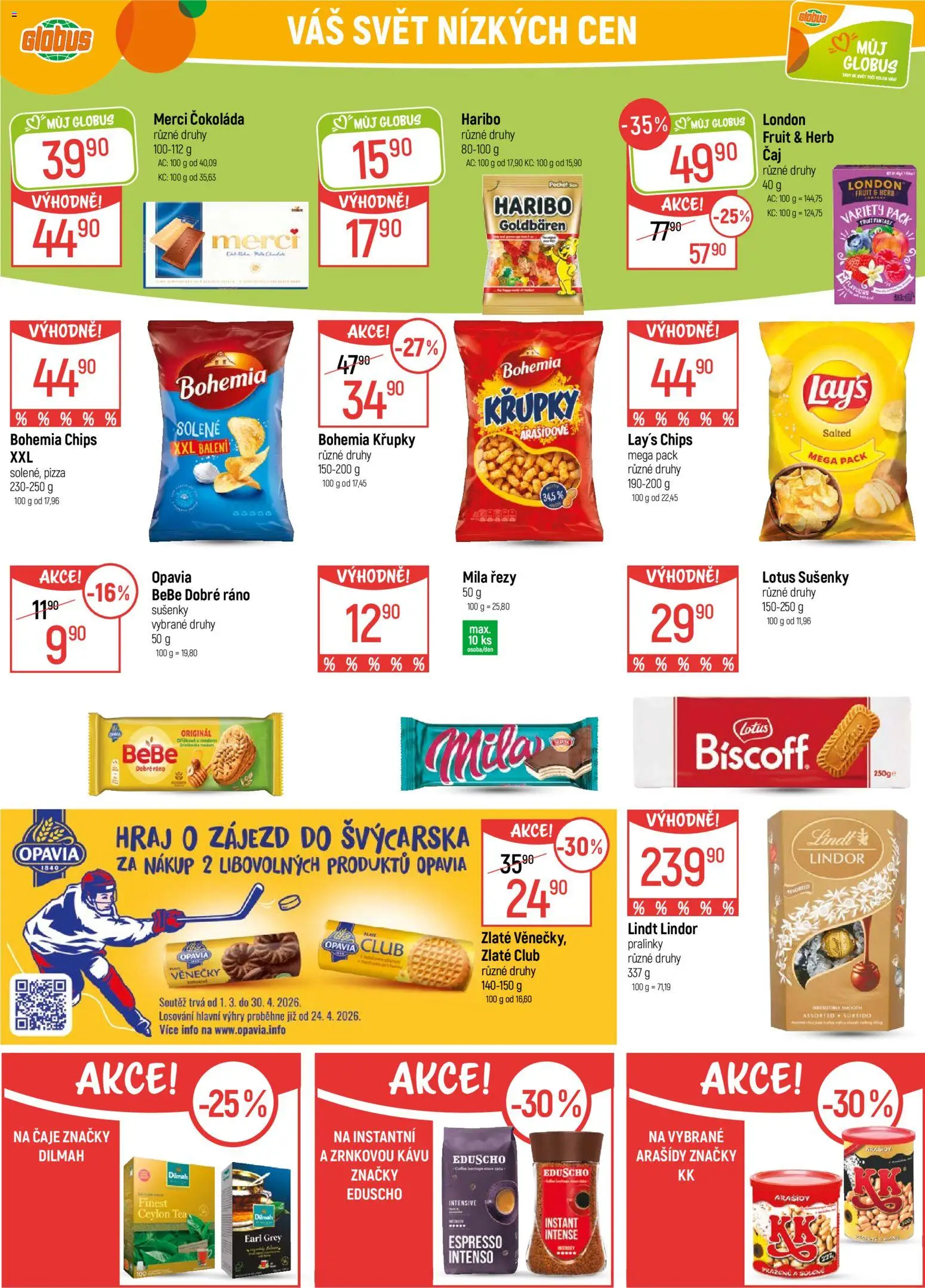 Globus leták - Praha-Štěrboholy od 04.03.2026 | Strana: 22 | Produkty: Lindor, Lindt, Arašídy, Bebe