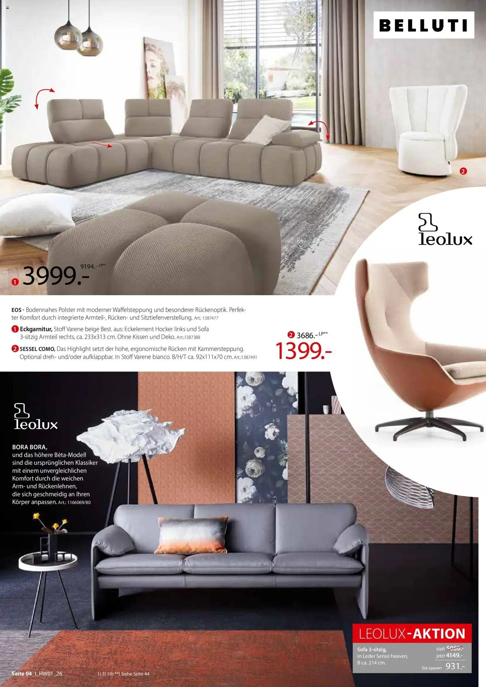 Zurbrüggen Ihr Einrichtungshaus der Extraklasse – gültig ab 27.03.2026 | Seite: 4 | Produkte: Hocker, Kissen, Sofa, Sessel